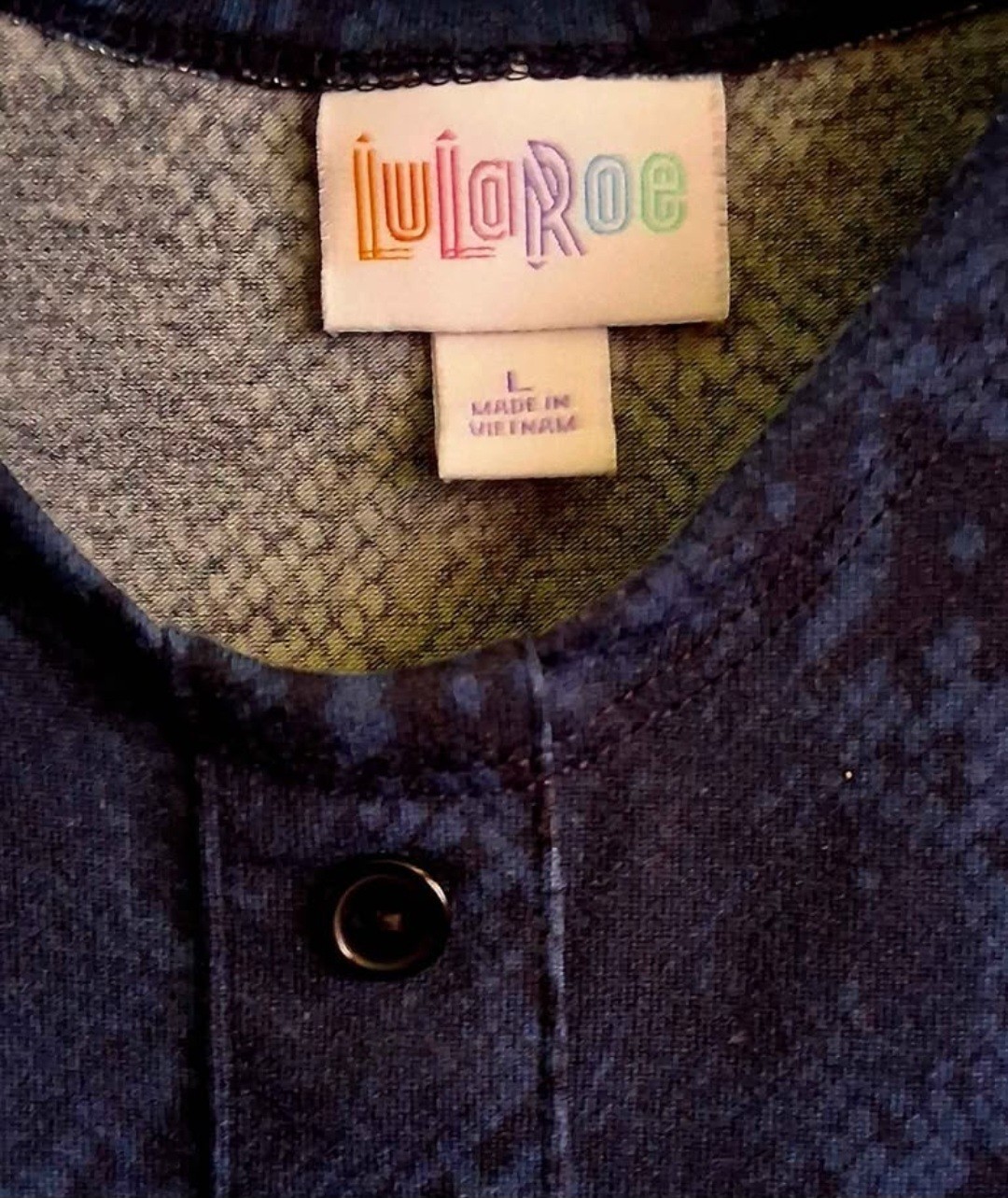 LuLaRoe Women’s Blue Solid Knit Romper L Short Sleeve Drawstring Waist