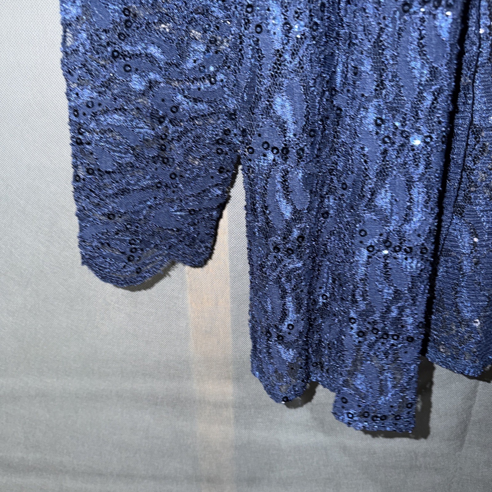 Alex Evenings Dress With Jacket Midi Length Sequin Lace Size 8 Blue Approx 40” L