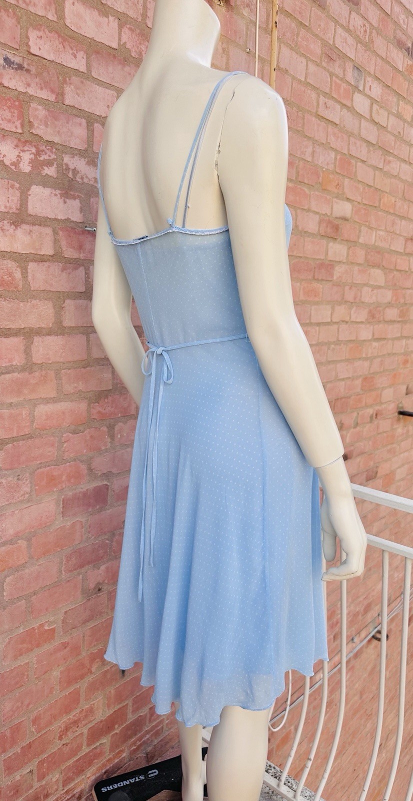 Vintage 2000s BluGirl Blumarine Blue Polka Dot Rayon Slip Dress I40 Y2K Gem💎