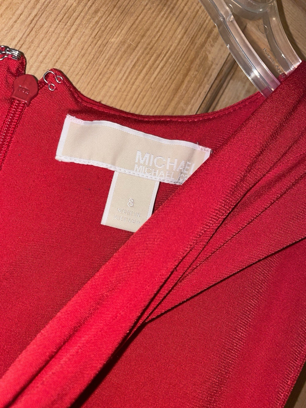 Michael Kors Red Blaze V-Neck Pleated Midi Dress Women’s Size 8