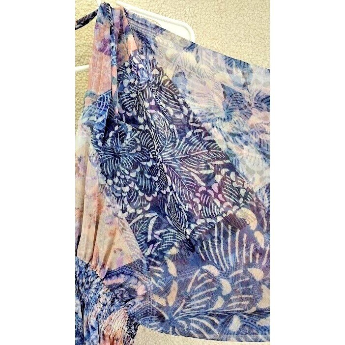 MISA Los Angeles Floral Tiered Midi Dress XS Bohemian Cold Shoulder Purple