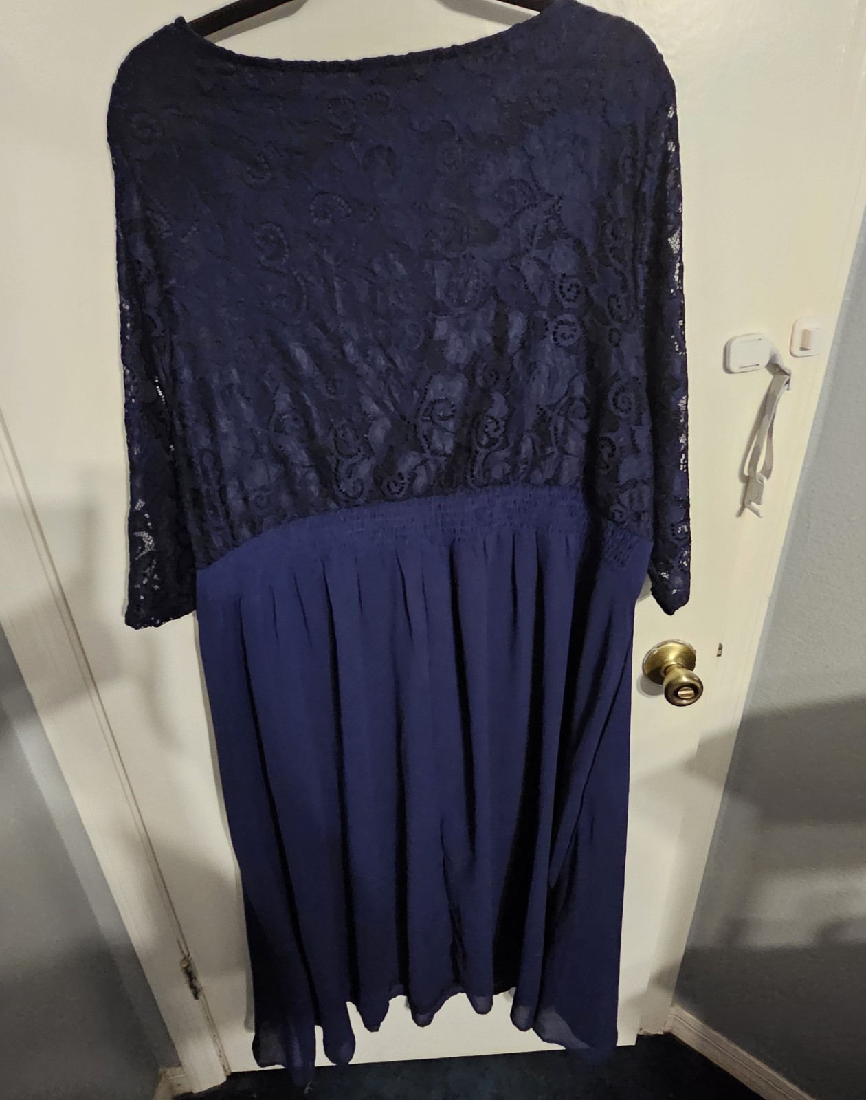 BLOOMCHIC Plus Size US 22-24 Blue Lace A-Line Midi Dress 3/4 Sleeve