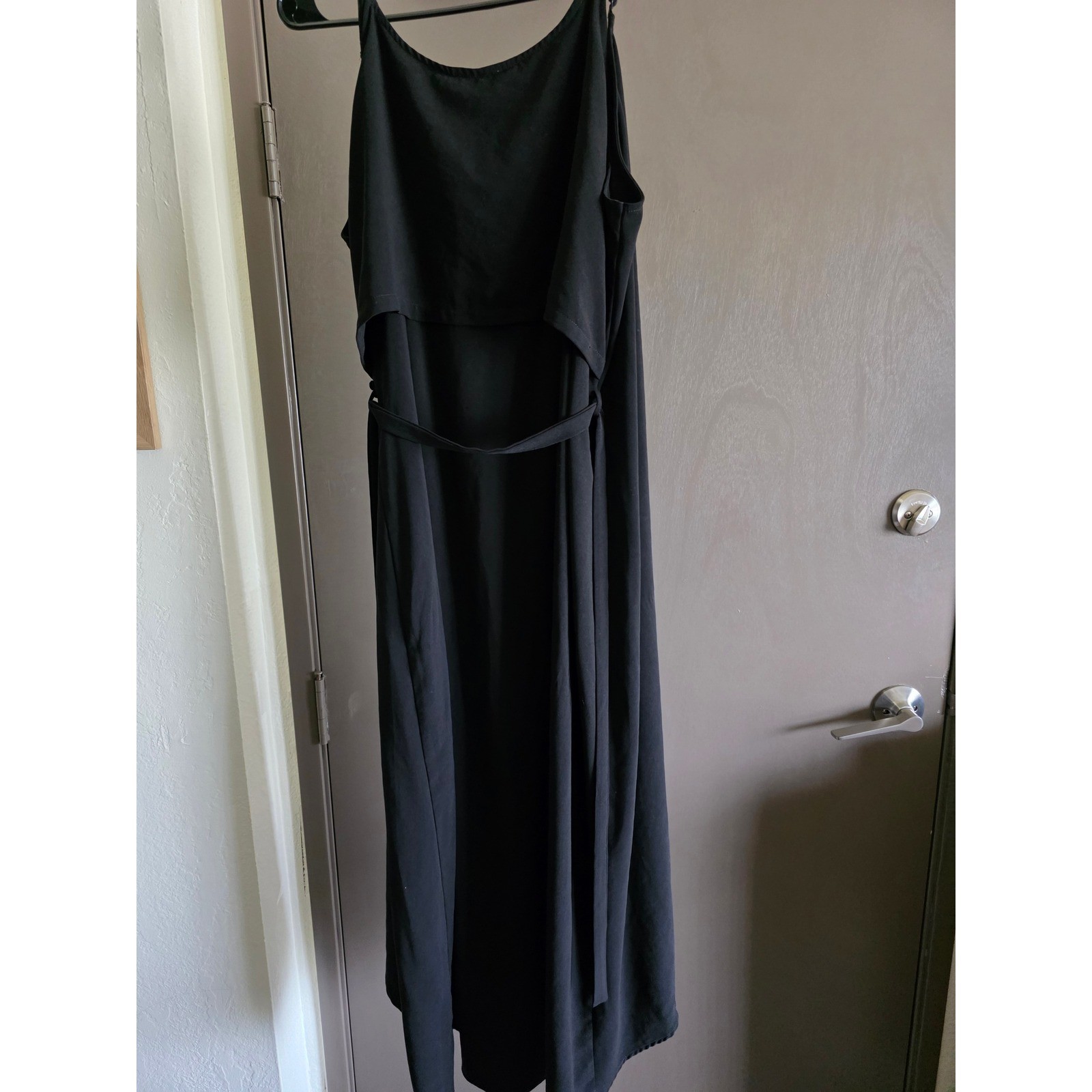 Olivia Grey Black Wrap Dress High Low Sleeveless Spaghetti Strap Women XL