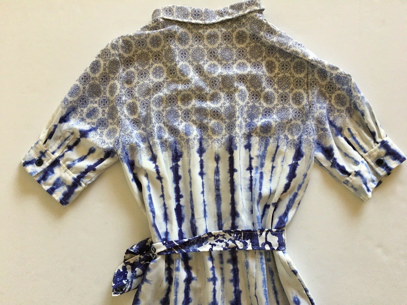 Peter Som for Design Nation Tie-Dye Medallion Shirt Dress Blue White Size 8