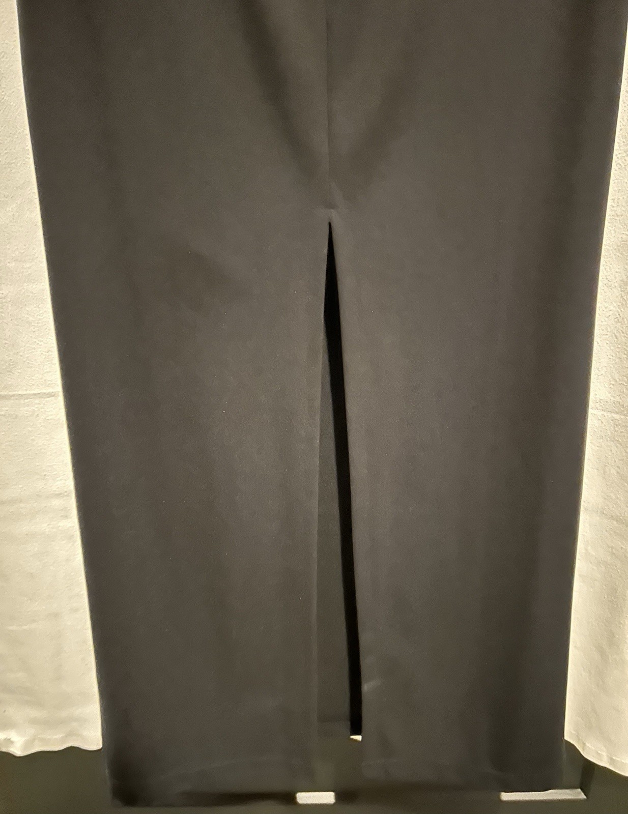 Tower Black Column Evening Gown Backless Back Tie & Slit Long Dress (Size L)