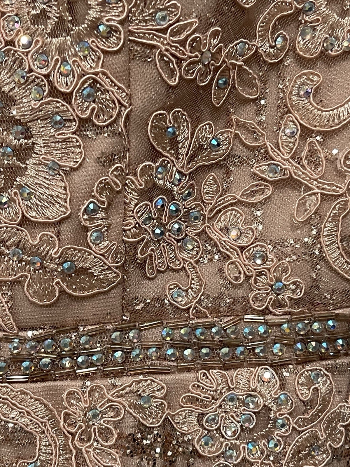 Dancing Queen Spaghetti Strap Glitter Dress Lined Rose Gold Prom Wedding Size S