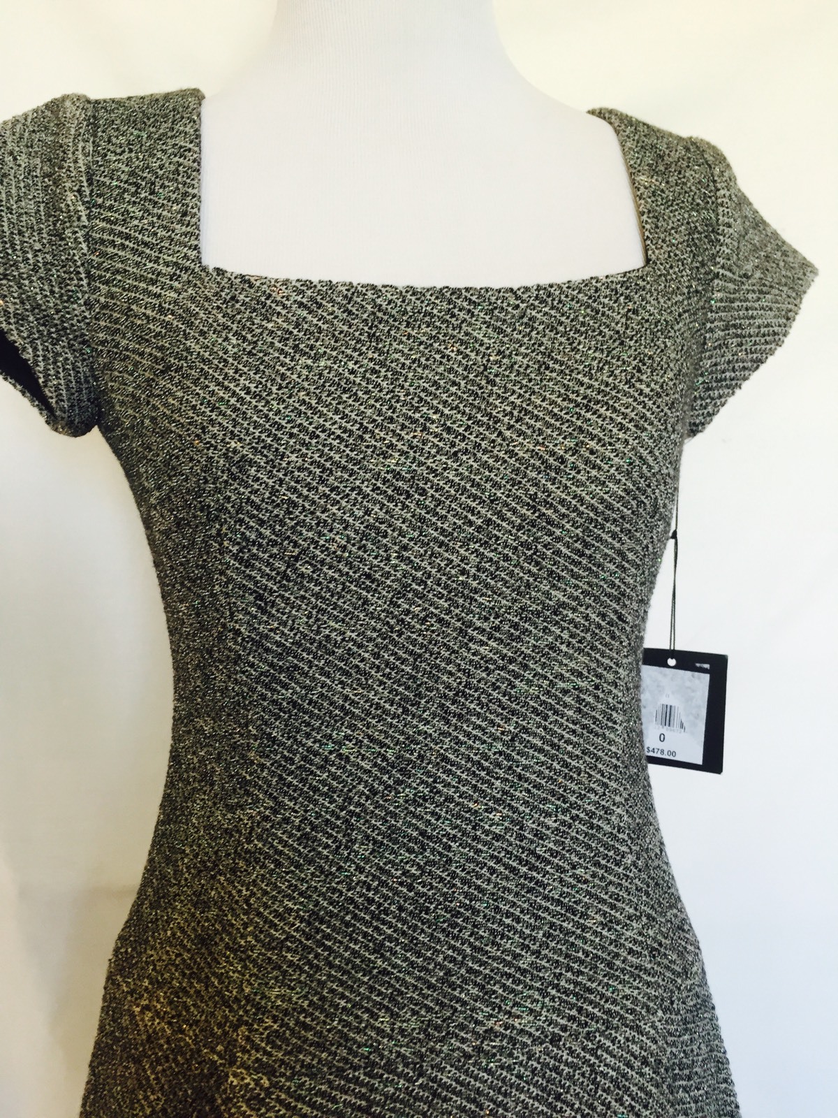 Nanette Lepore Gray Tweed Fitted Dress NWT Size 0 Retail $478 Price $125