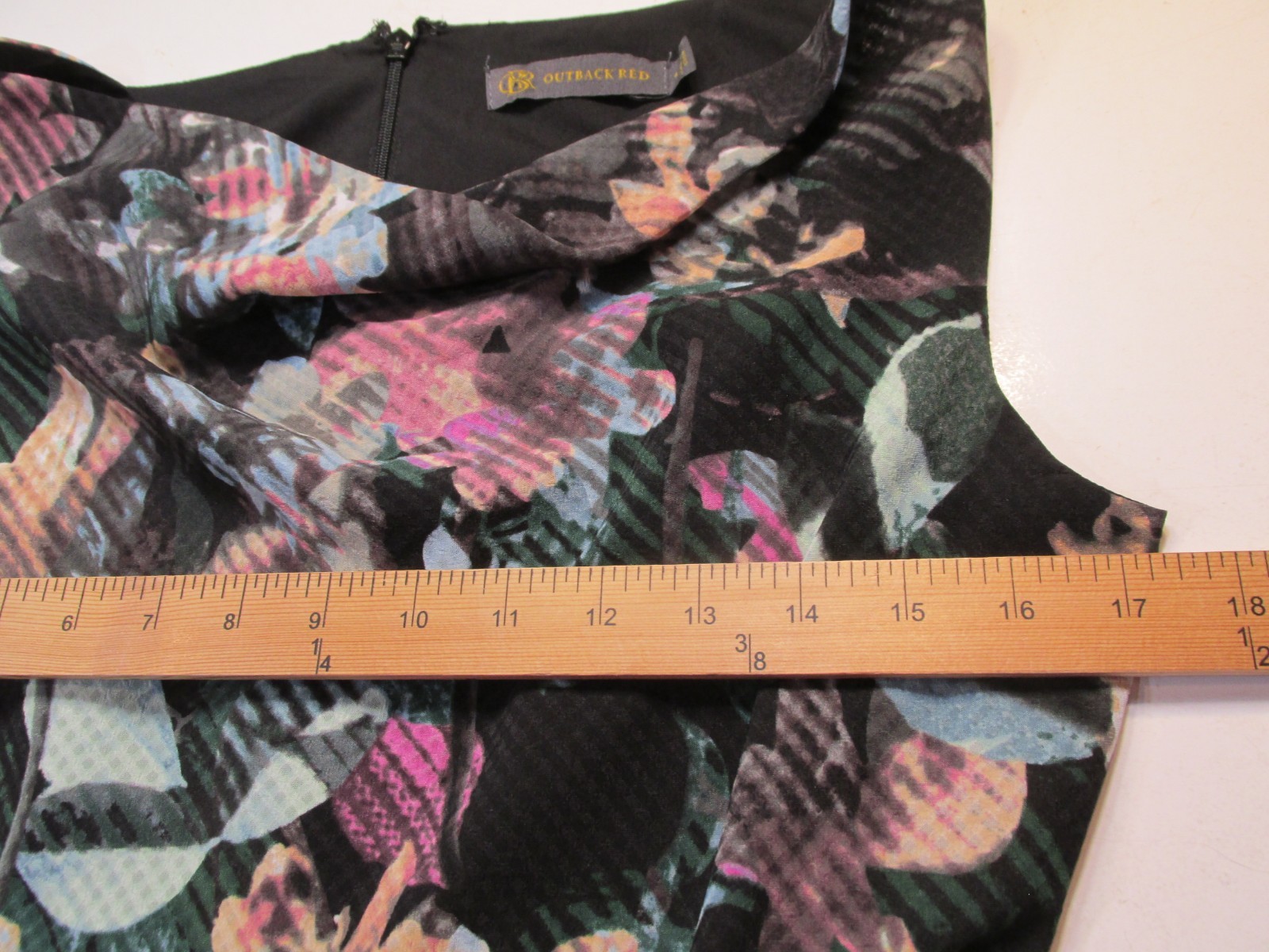 OUTBACK RED Midi Shift Dress Women 4 Black Floral Lined Belted Cottage Core