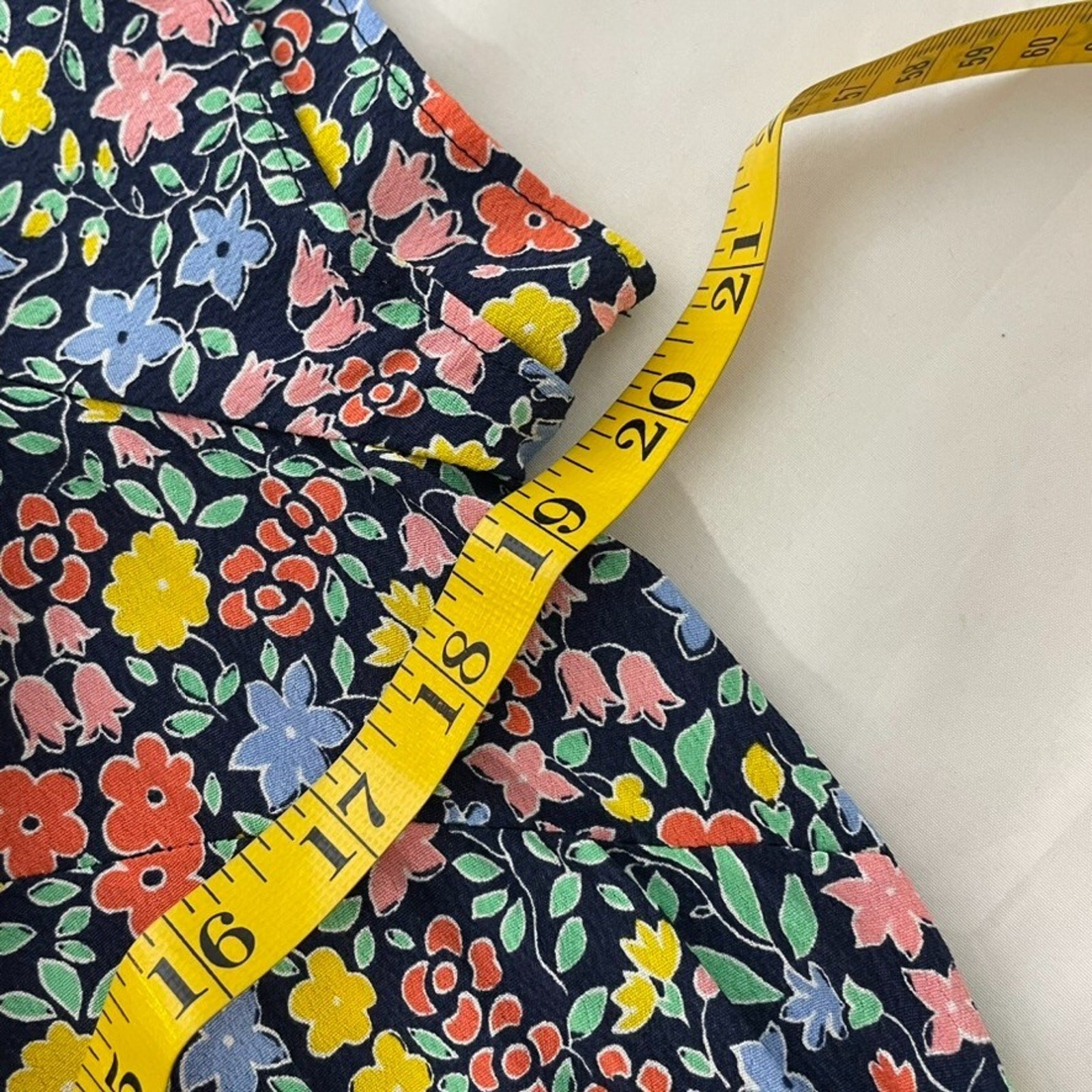 Talbots Petite Floral Midi Dress 14P Navy Short Sleeve Cottagecore Style