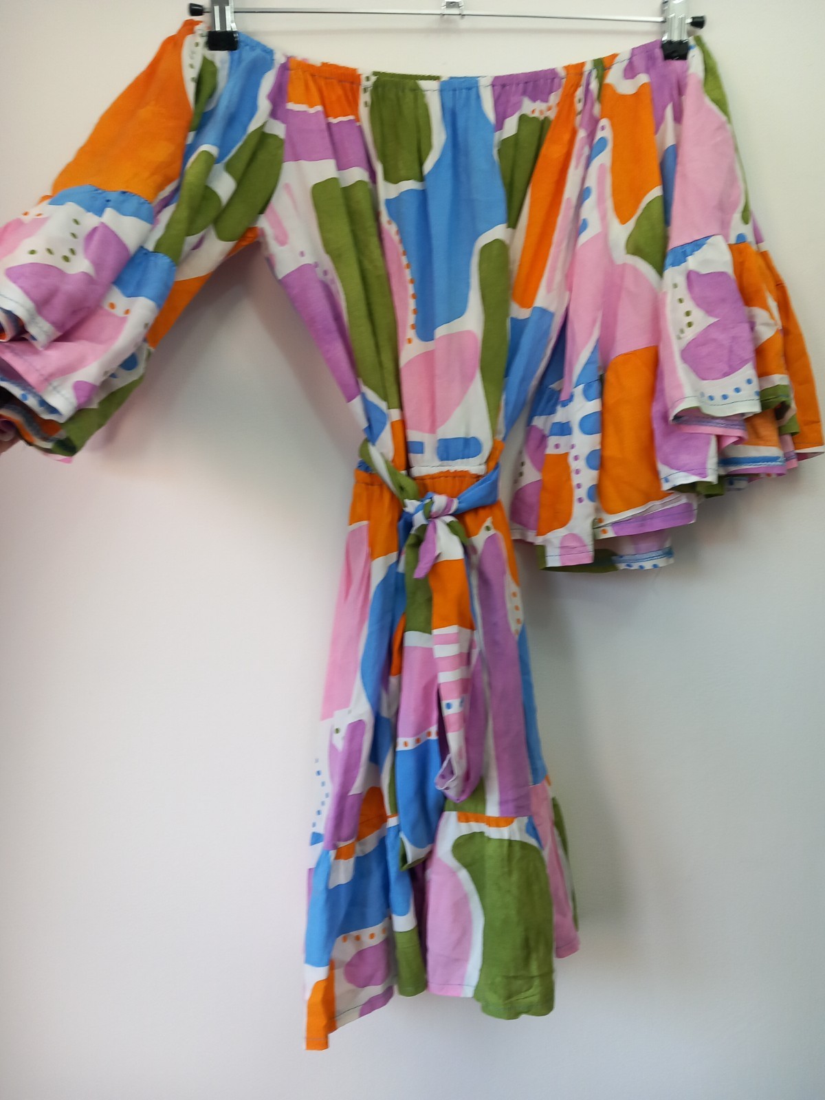 Jaase Size XS Bardot Sun Dress with Belt Boho Multi Summer Boutique Bohemian