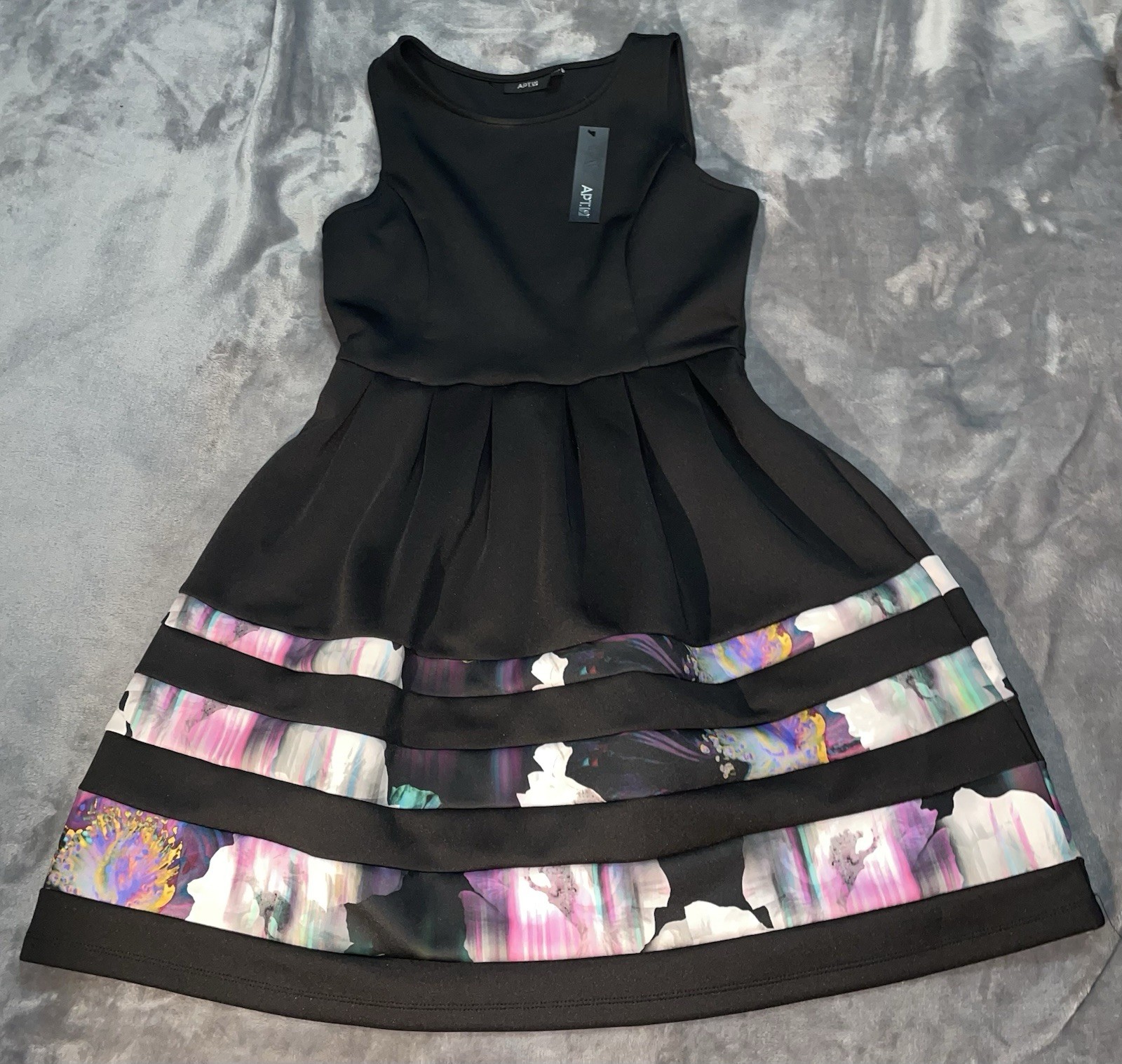 Apt. 9 Classic Little Black Dress – Formal – Wedding w/ Floral Stripes – S – NWT
