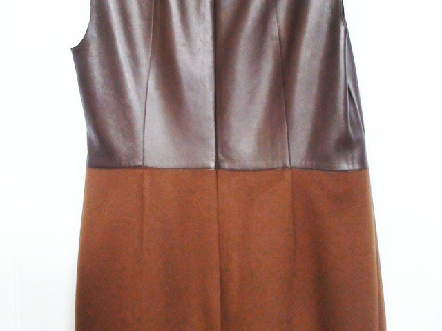 Akris Sheath Dress Leather Cashmere in Dark Brown size 10 New
