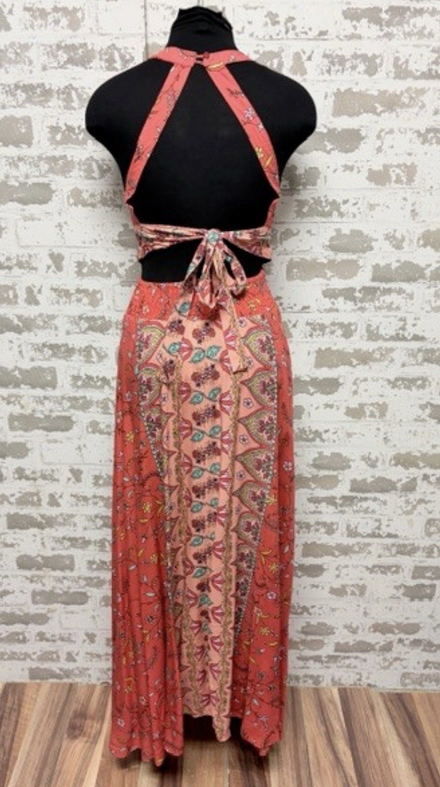 JAASE Multicolor BOHO Hippie Halter Style LIGHTWEIGHT MIDI DRESS Sleeveless XS