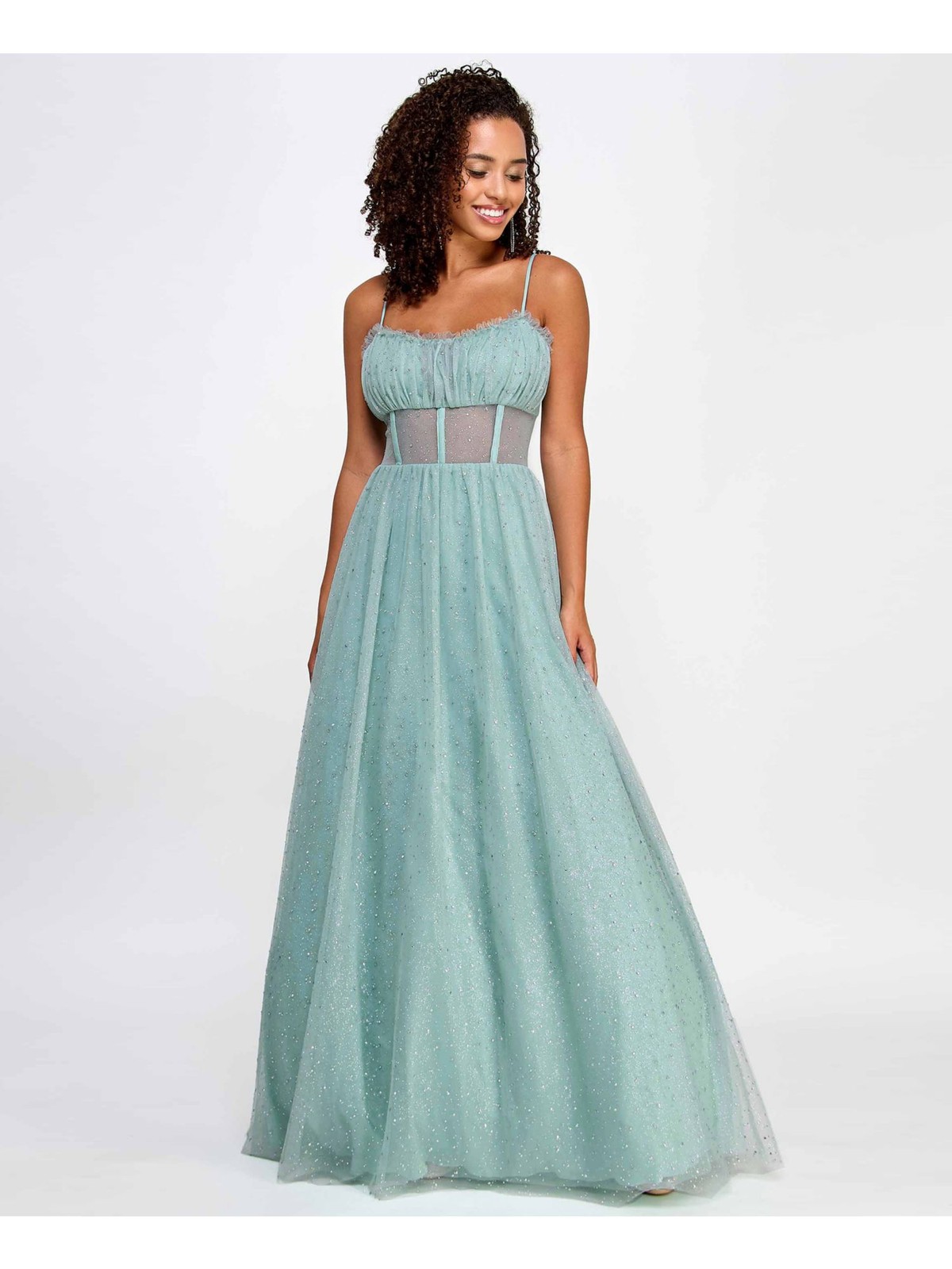 SAY YES TO THE Womens Dress Teal Formal Soft Cup Lined Caged Gl Juniors 78