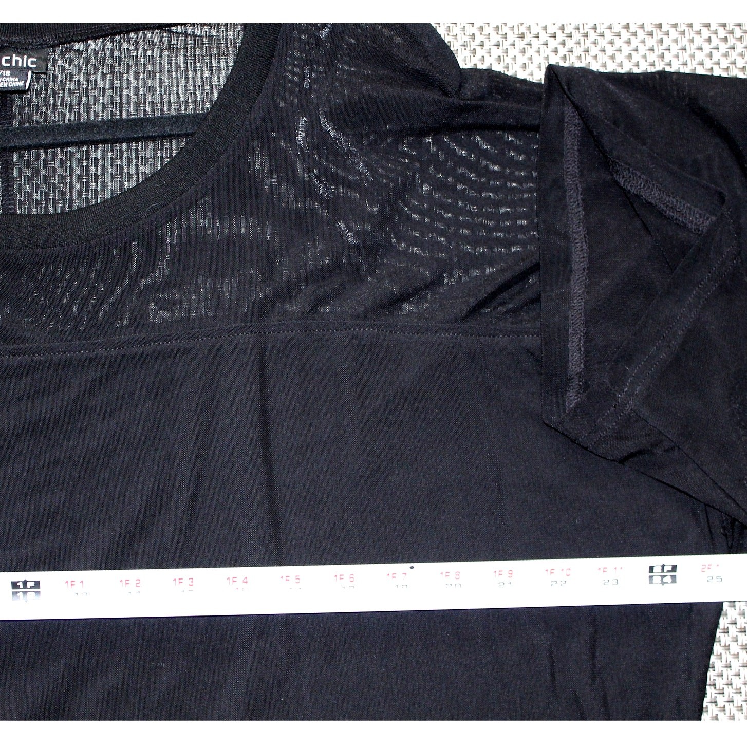 CITY CHIC Sheer Mesh Overlay Drawstring Waist/Hem Stretch Midi Dress Black M/18