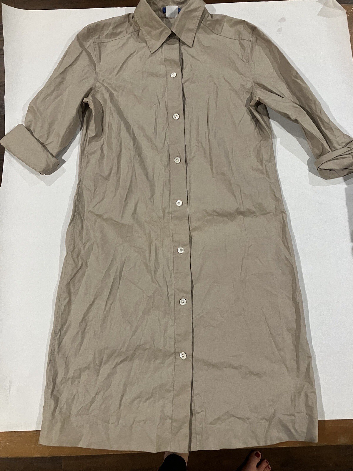 Martin + Osa Women Tan Collard Button Down Shirt Long Dress Sz S