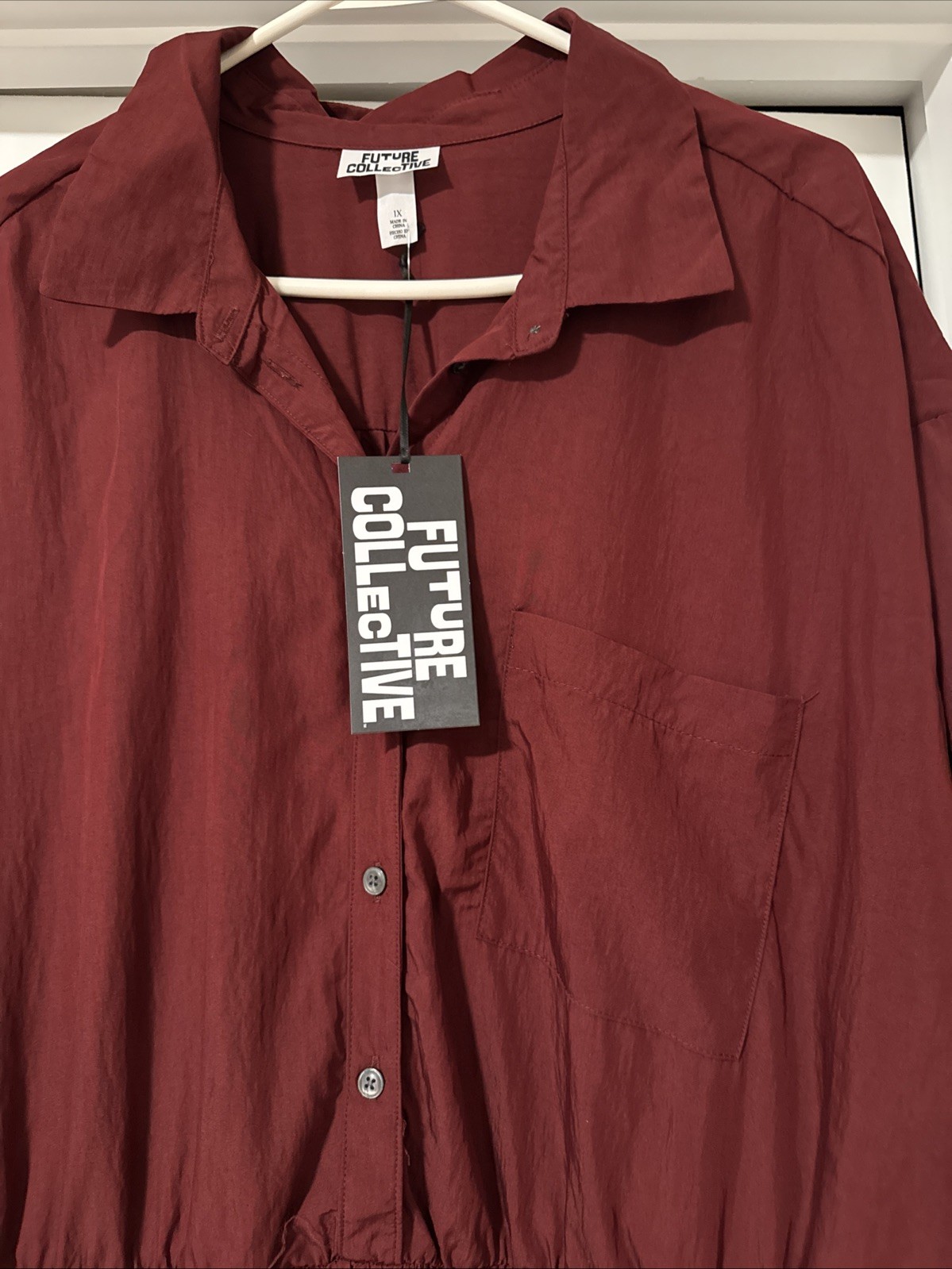 Future Collective Women’s Collared Midi Dress Burgundy Size 1X