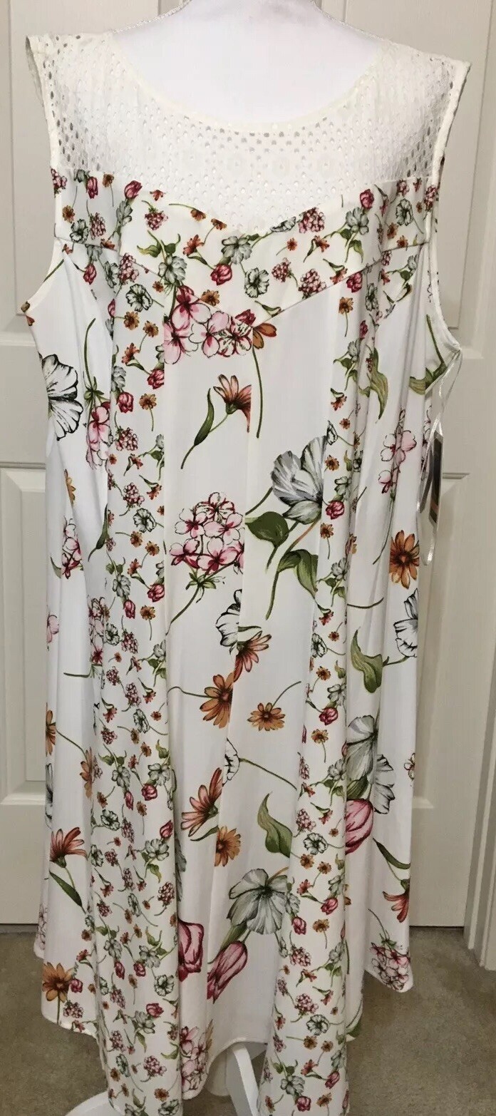 NWT Julian Taylor size 24W ivory green pink floral sleeveless flare dress $96