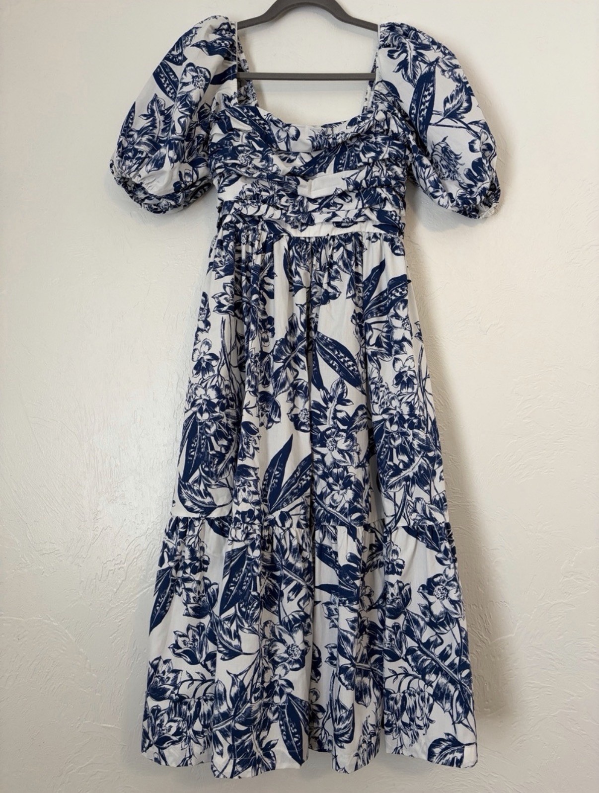 Abercrombie & Fitch Emerson Poplin Puff Sleeve Midi Dress XS Petite