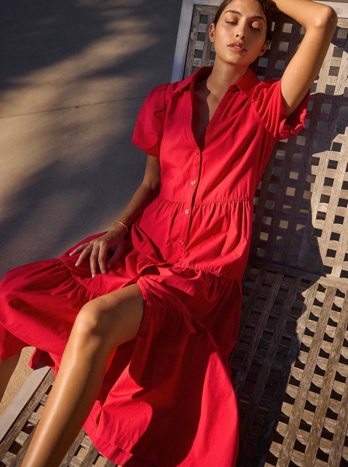 NWT Brochu Walker $348 Havana Dress w/Pockets Premium Touch Carmine Red; XS