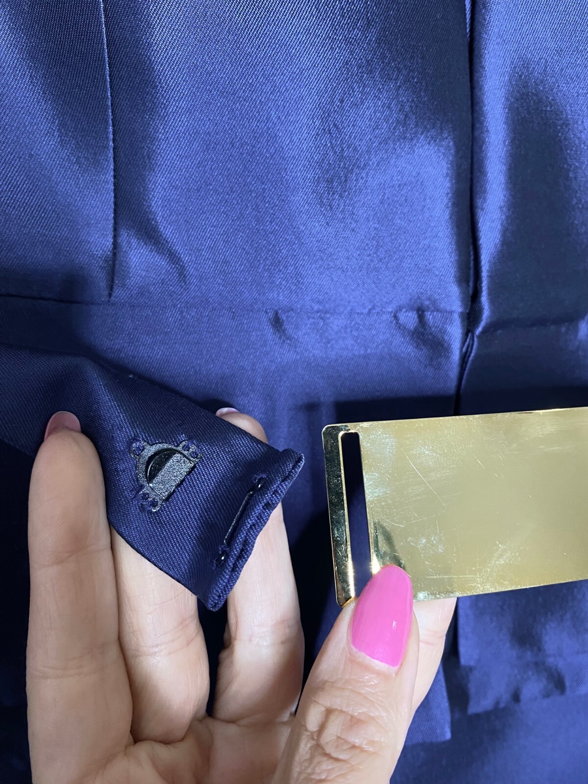 FRASCARA 2pc Navy Blue Silk Wool Faille Dress + Belted Blazer Jacket Set 12 US