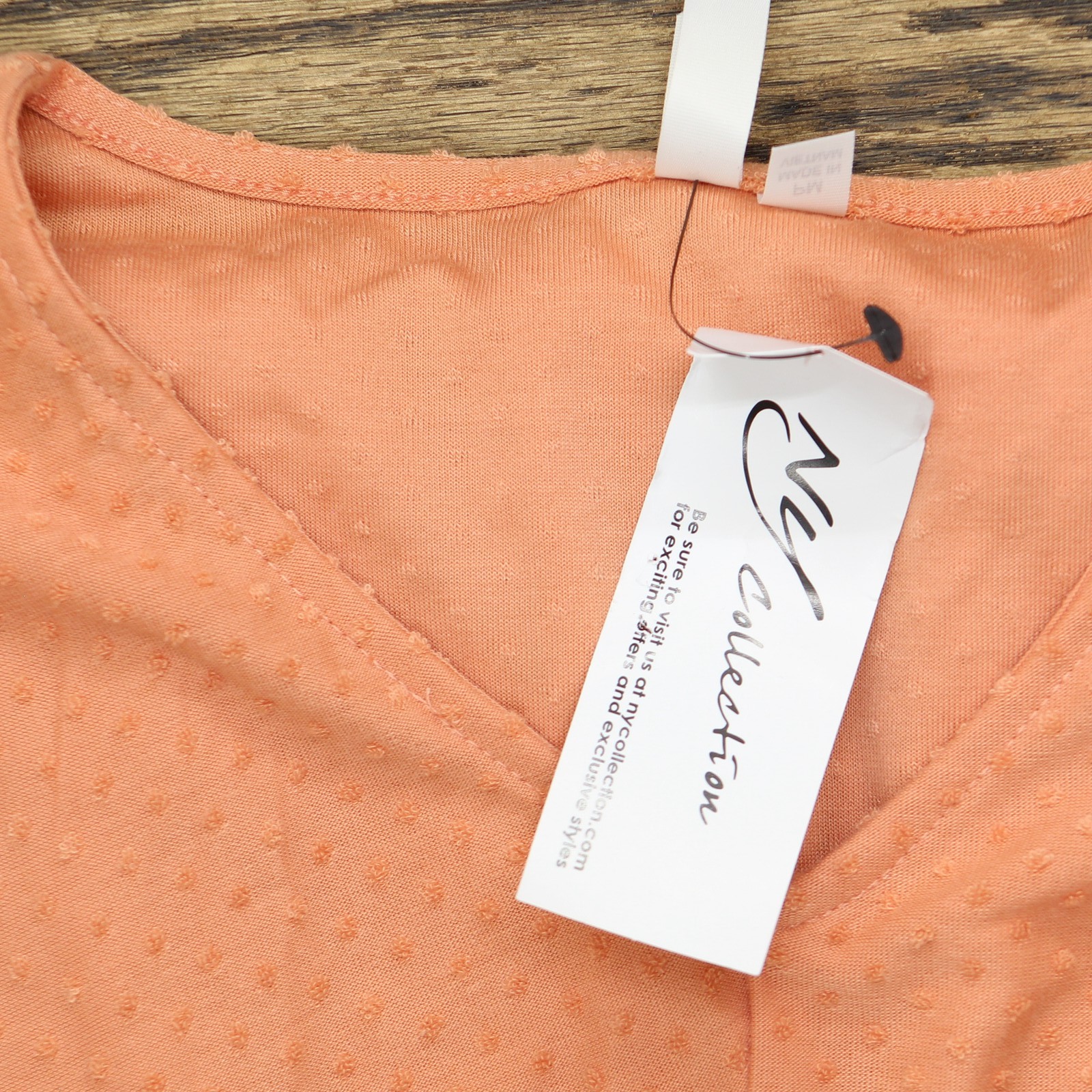 Ny Collection Womens Petites Textured V-Neck Shift Dress Tawny Orange PM
