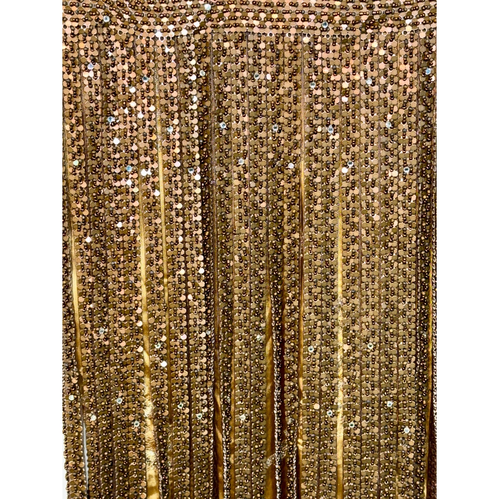 NWT Mandalay Gold Beaded Fringe Studded Sequin Mini Cocktail Party Dress Size 10