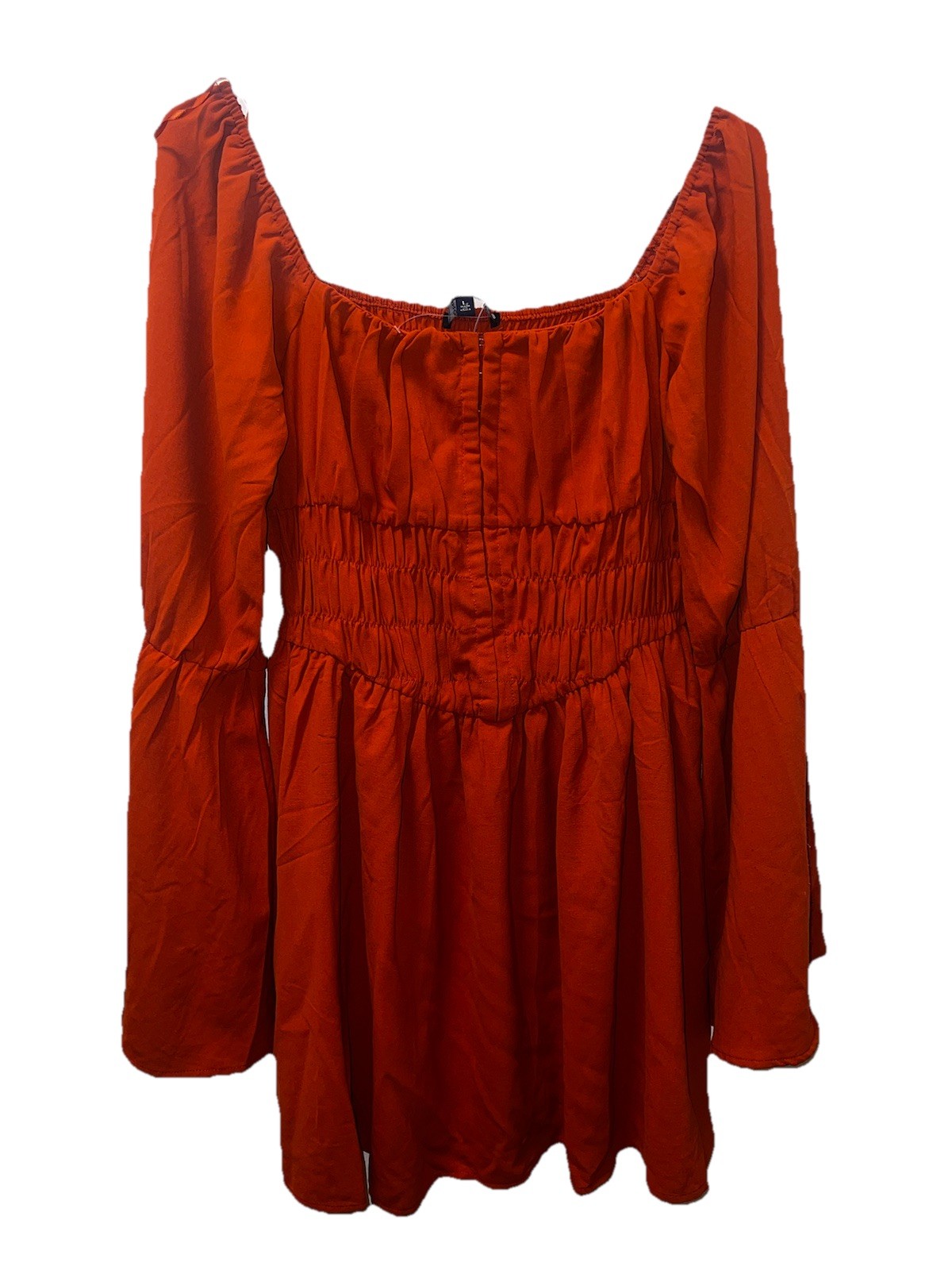 NWT Women’s One Clothing Orange Ruffle Dress Large Boho Coastal Fall