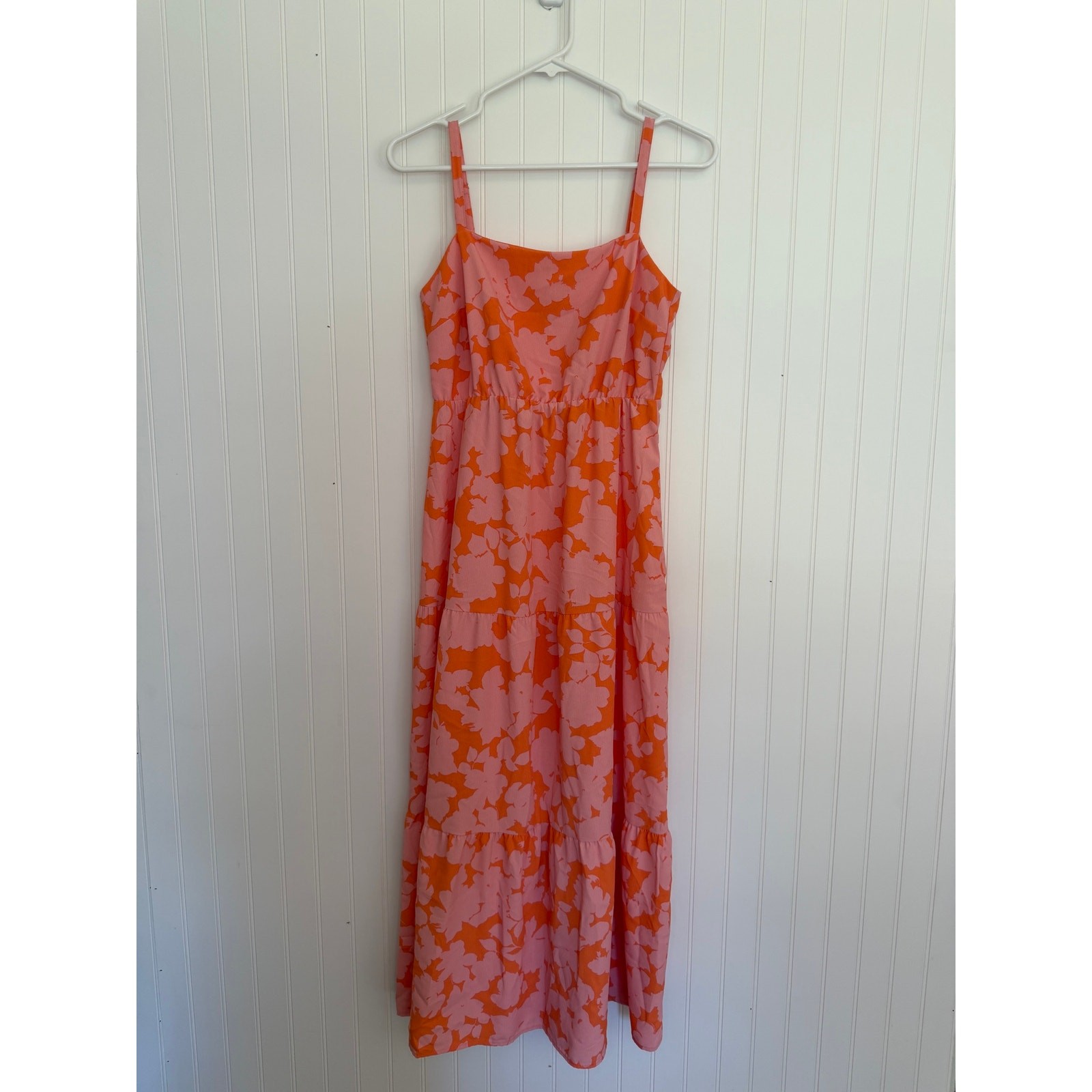 Social Standard by Sanctuary Floral Midi Dress Size Small Coral Pink Sundress
