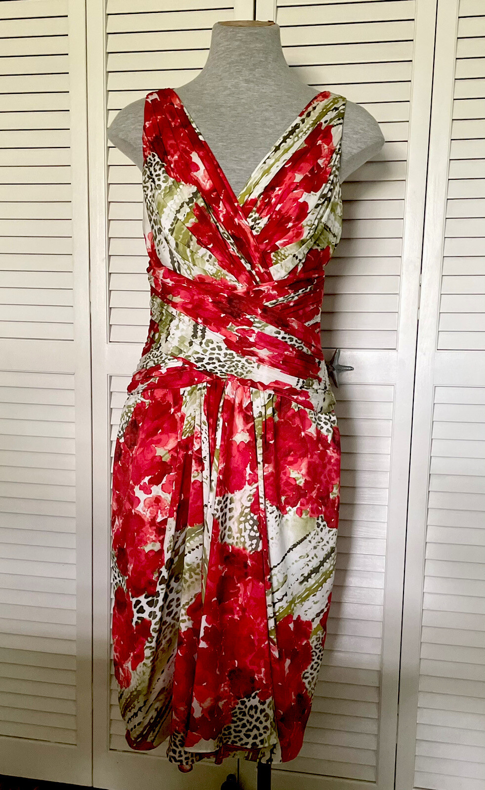 LIANCARLO Couture Bougainvillea Print Berry Color Silk Dress Size 6