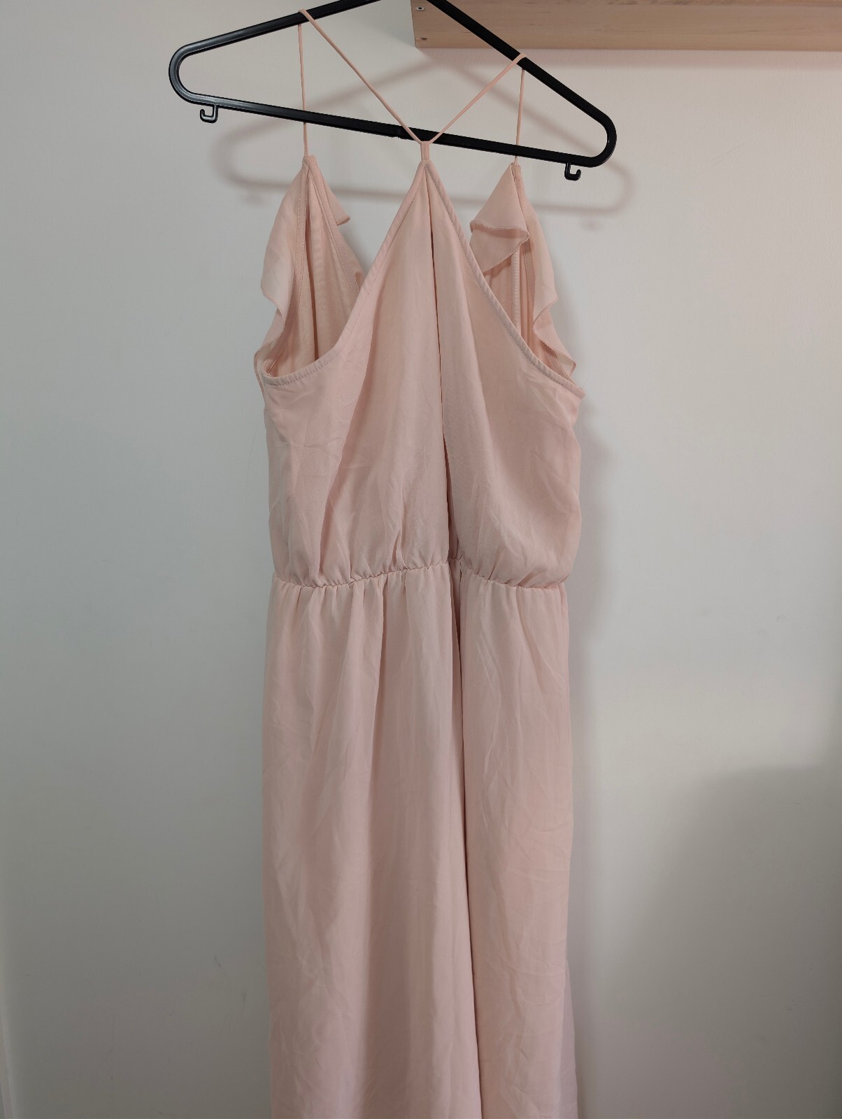 VILA Blush Pink Halterneck Midi Dress EU 40 UK 12 Ruffle Occasion Summer