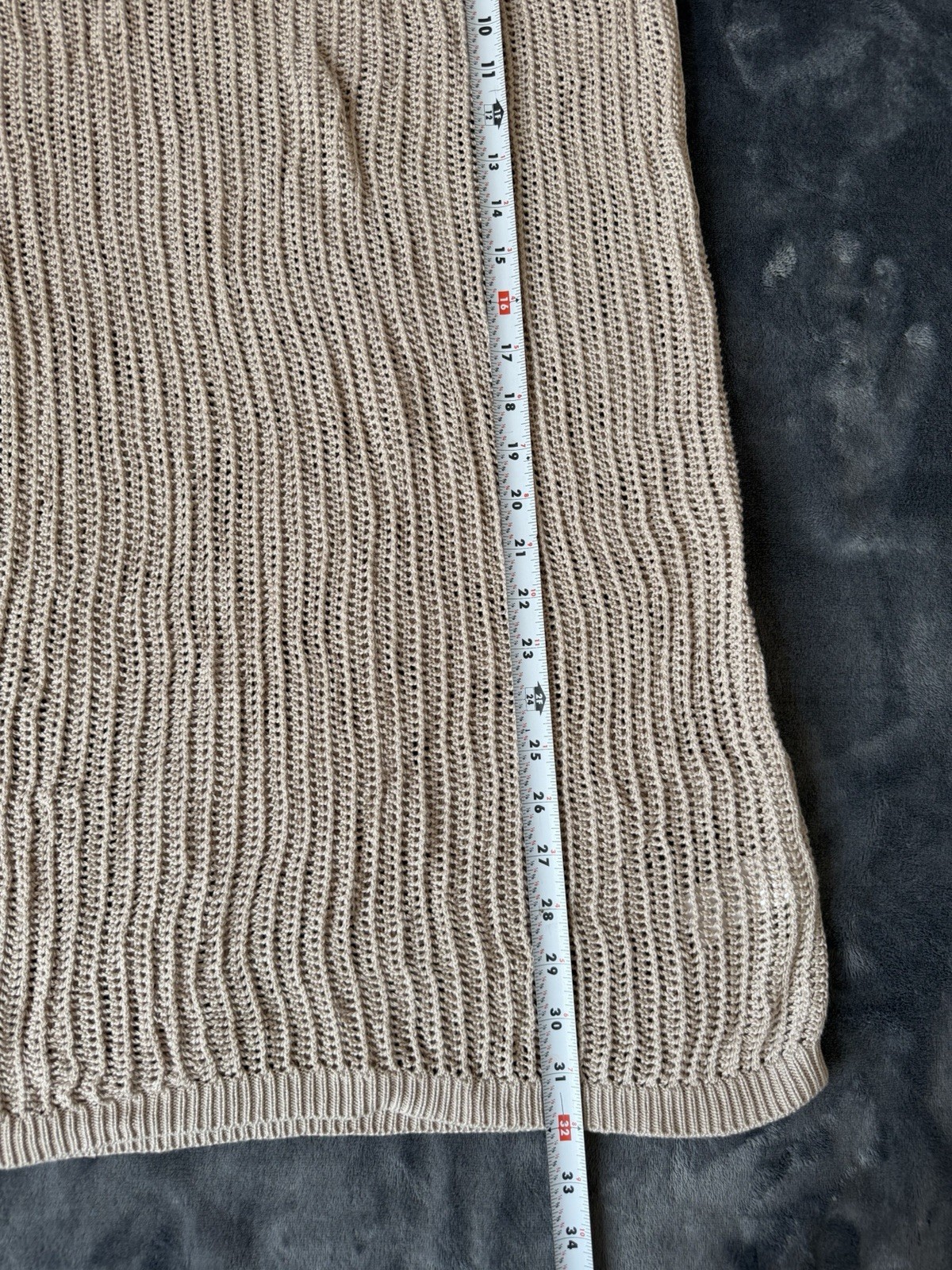 Tahari Beige Open-Knit Crochet Halter Cover-Up Women’s Dress – Size Small.