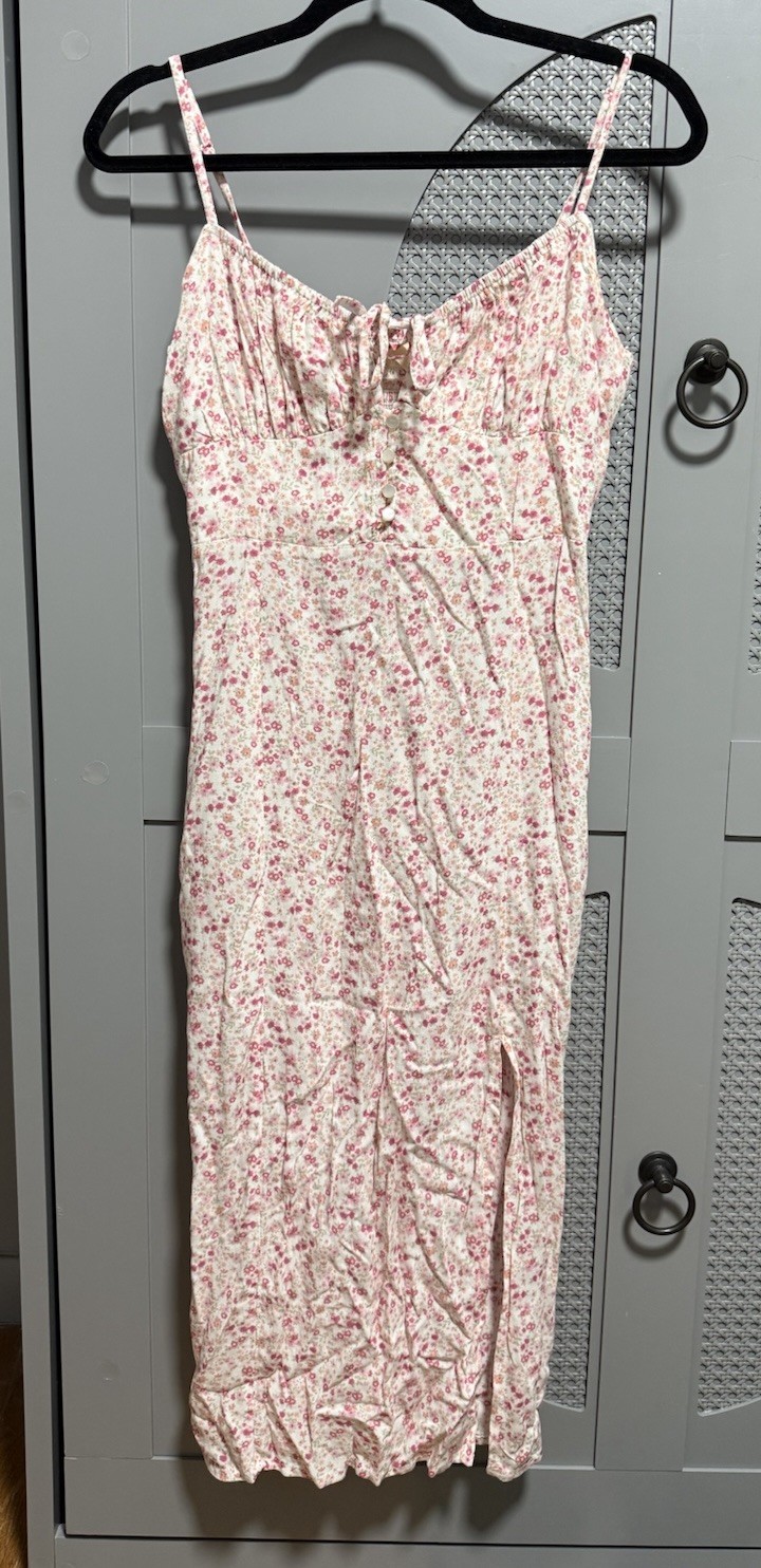 Aeropostale Floral Dress M Pink Y2K Smocked Cottage Boho Ditsy Coquette