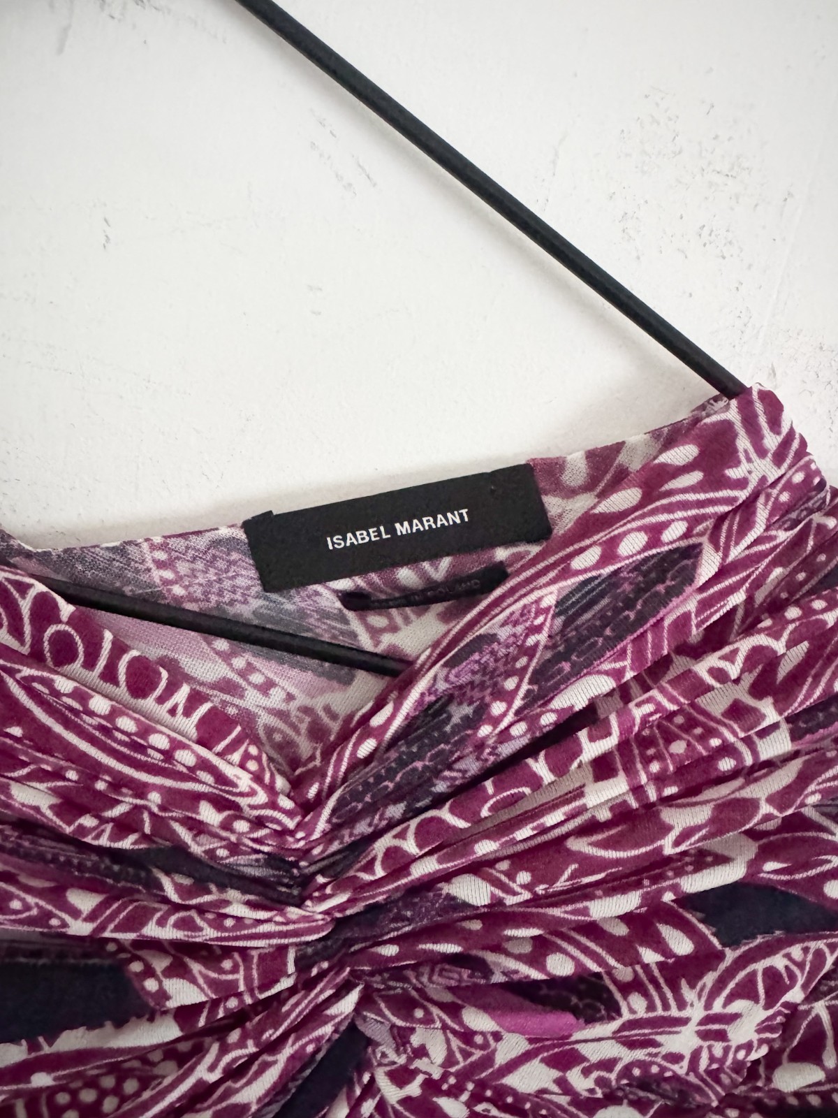 NEW Isabel Marant Ruched Magenta Paisley Jersey Dress EU 38