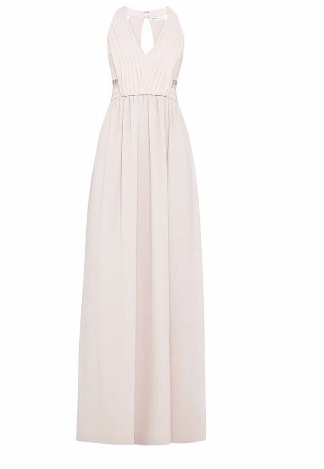 NWT BCBG SIZE 8 Pleated Lace Insert V-Neck Maxi Gown Dress MSRP $138
