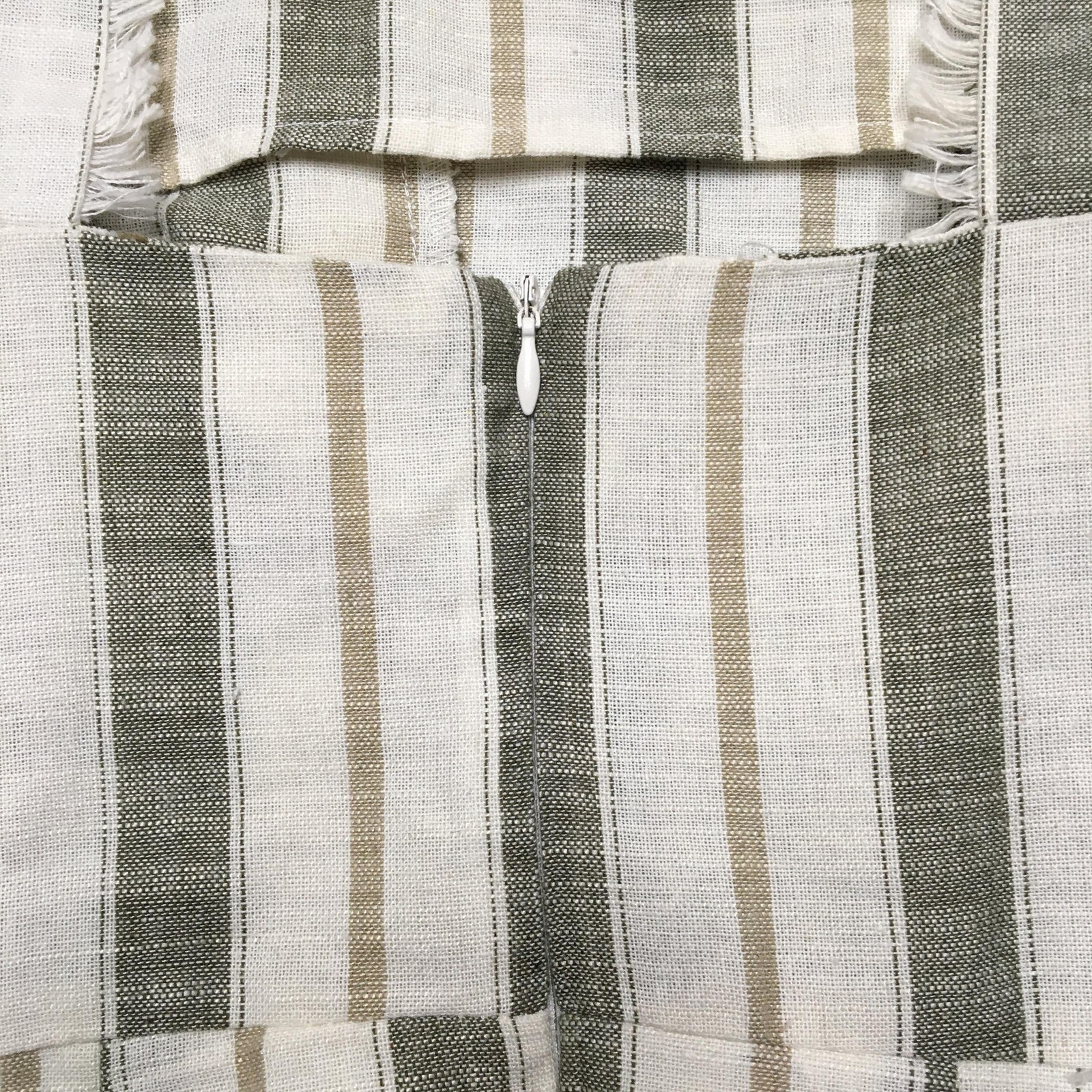 Heatherly Dress Womens XSP Petite White Stripe Linen Button Front Midi Sundress