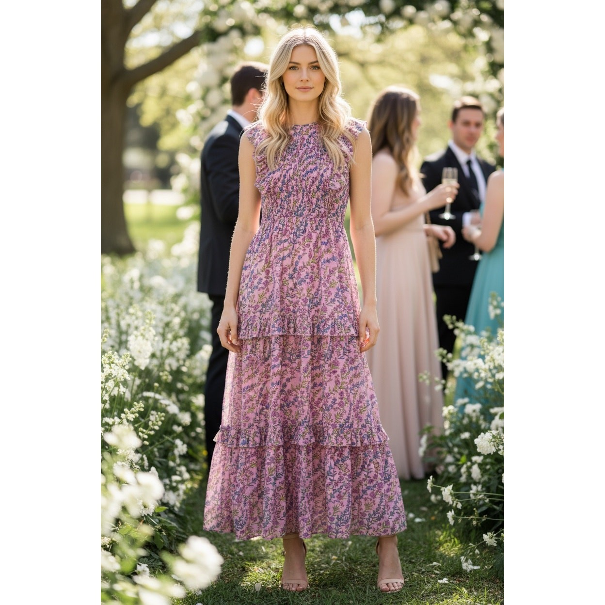 BANJANAN DRESS S PURPLE WEDDING GUEST TIERED BALLETCORE MILKMAID COQUETTE FAIRY