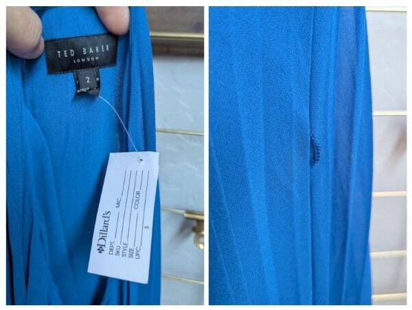 NWT $325 SZ 2 Ted Baker Blue London Helios Halter Pleated Maxi Dress