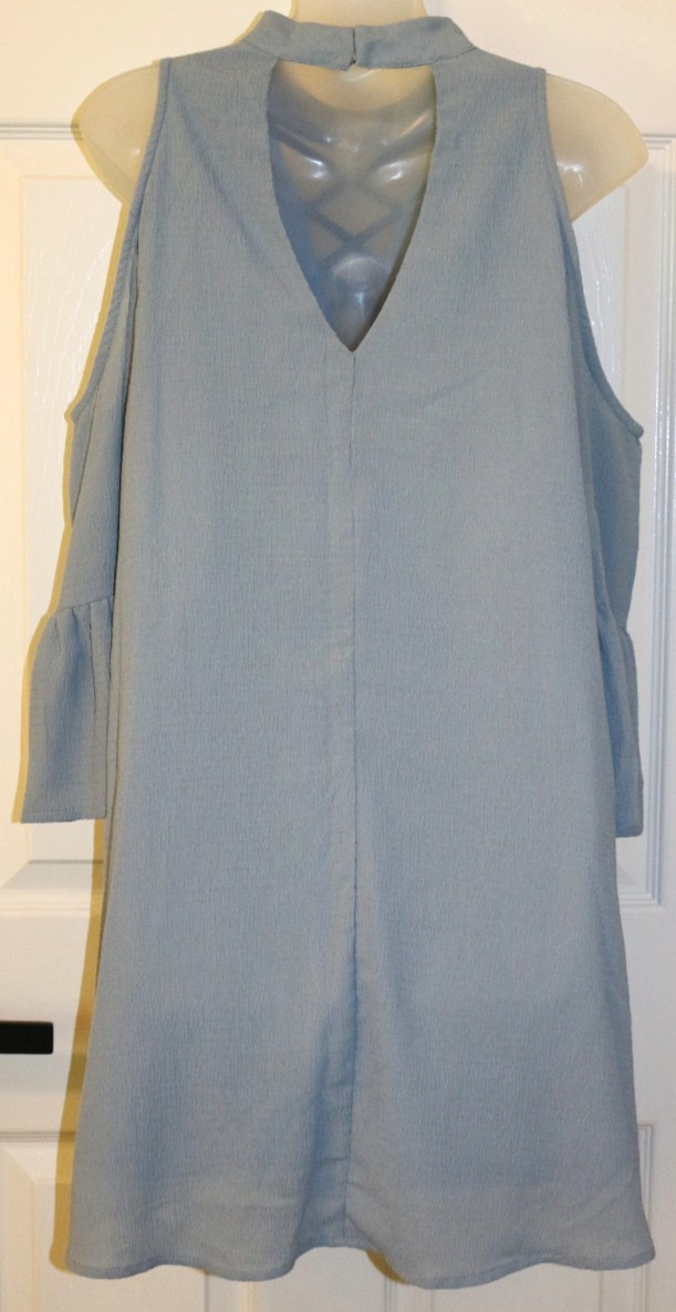 Entro Long Sleeve Cold Shoulder Bell Sleeve Aqua Dress Size Small