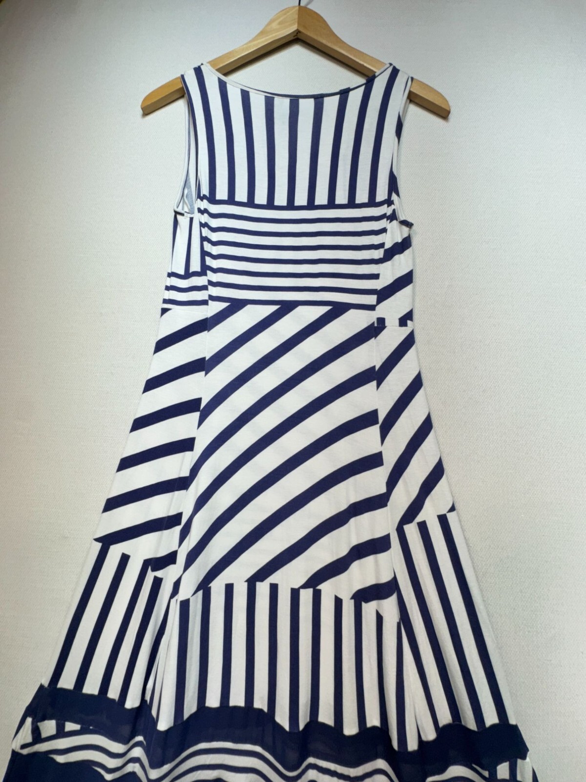 Peter Som For Designation Womens Maxi Dress Size S Blue White Striped Sheer