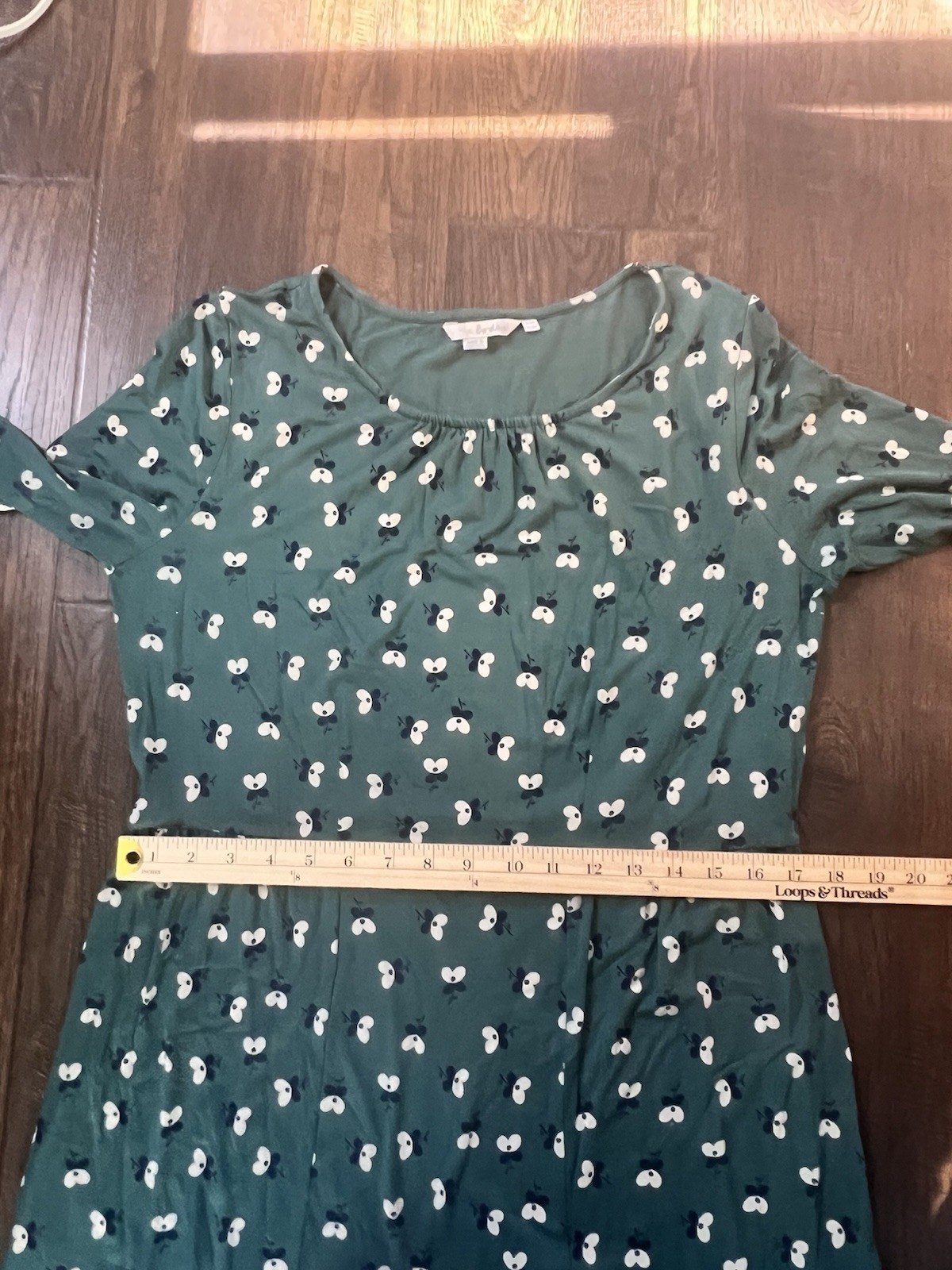 Boden Pimlico Green Floral Print Jersey Knit Casual Dress 14 Tradwife Modest