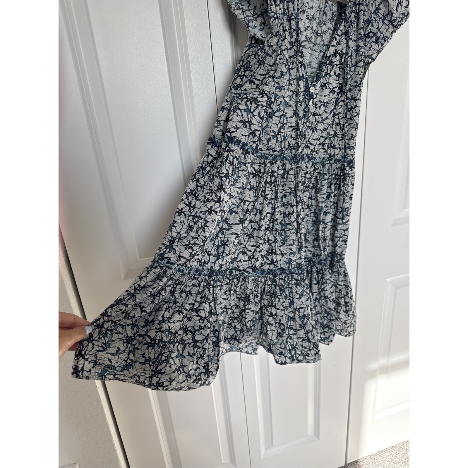 Veronica Beard Tiered Ruffled Dress Cap Sleeve Flowy Swingy Romantic Summer