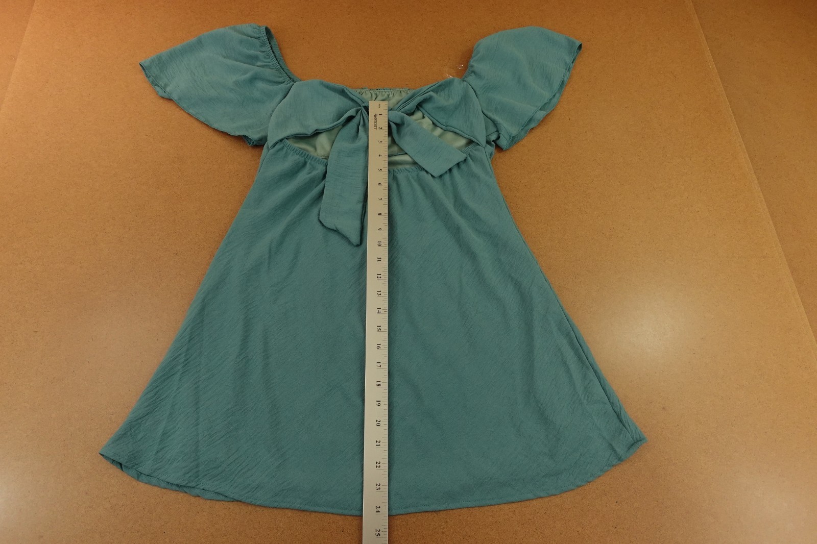 Originality Womens Large Seafoam Blue Off The Shoulder Back Bow Mini Dress NWT
