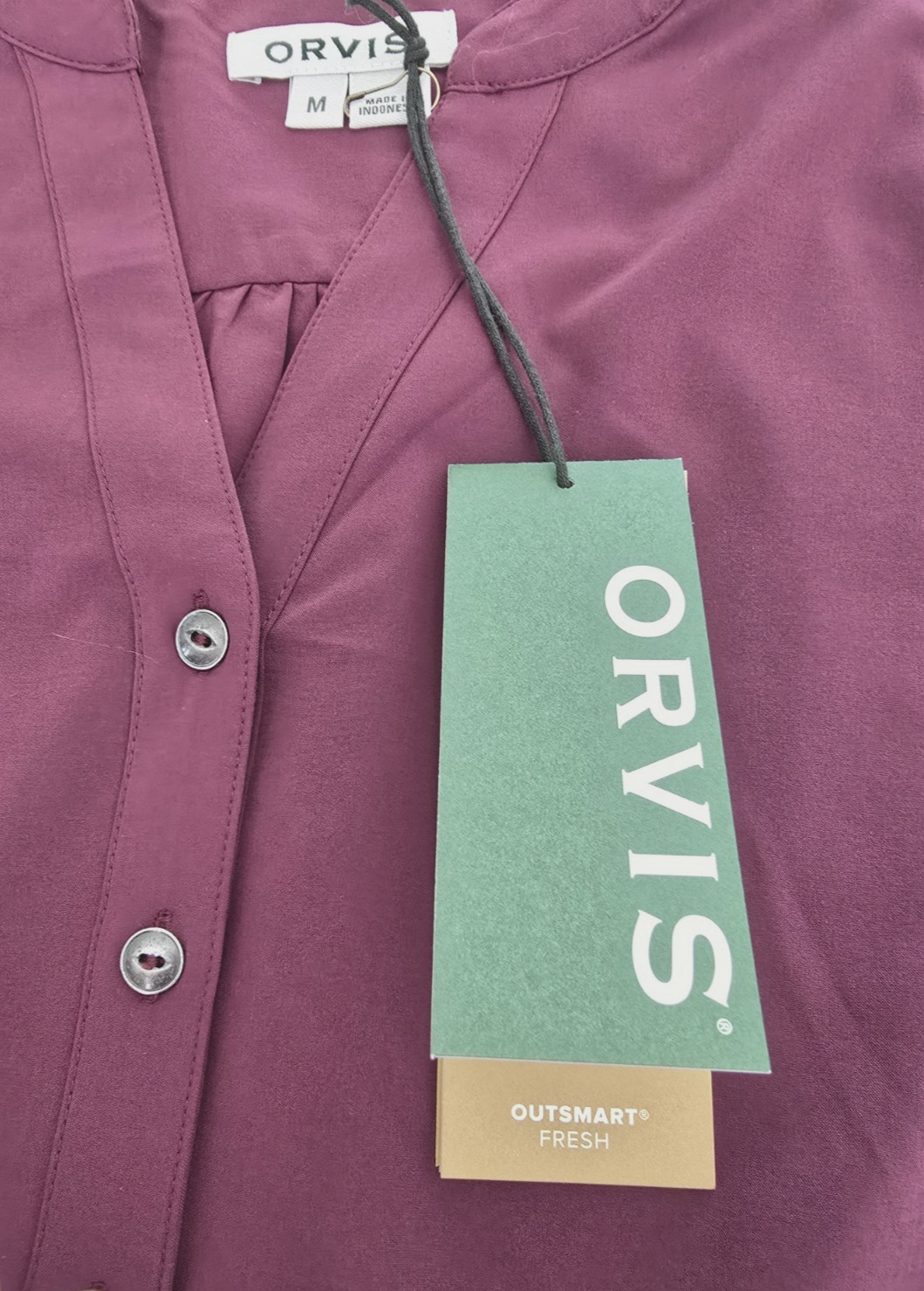 Orvis Pack & Go UPF 50 Drawstring Roll Tab Slv Dress M Stretch Travel Wicking