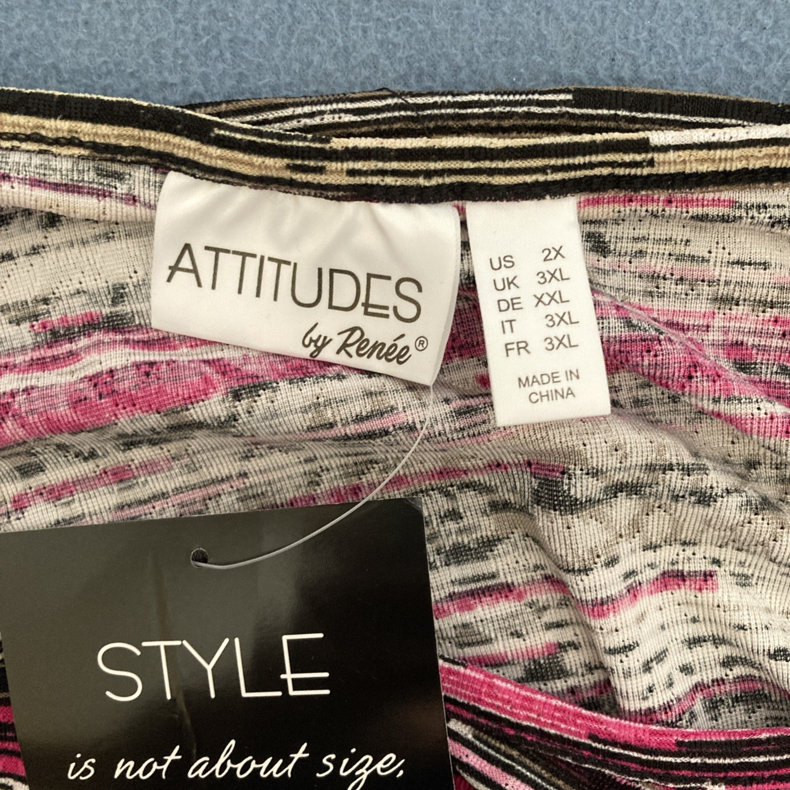 NWT Attitudes by Renee Multicolor Asymmetrical Straight Dress w/Rouching – SZ 2X