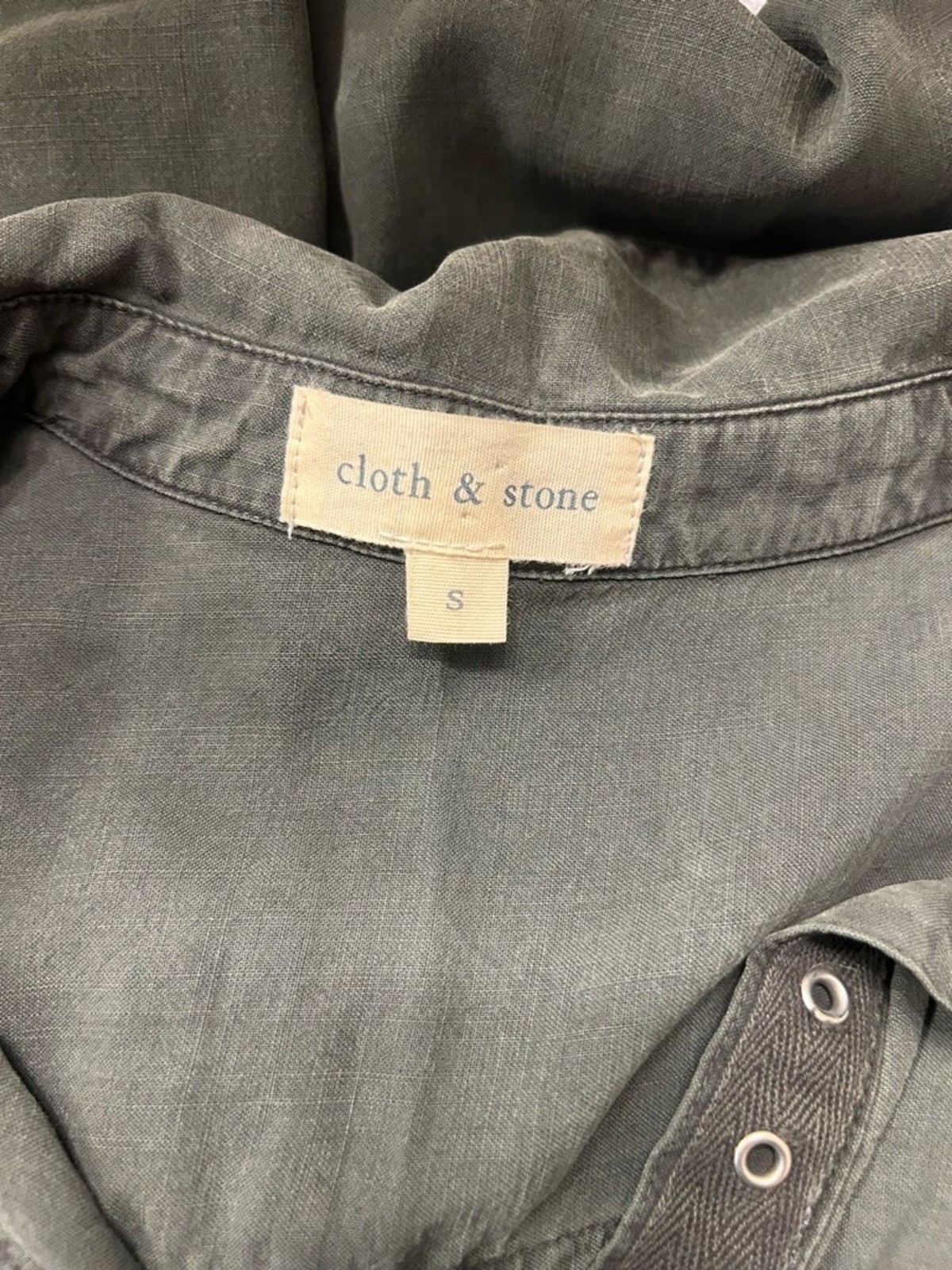 cloth & stone Olive Green Button-Up Shirt Dress Tencel Size Small