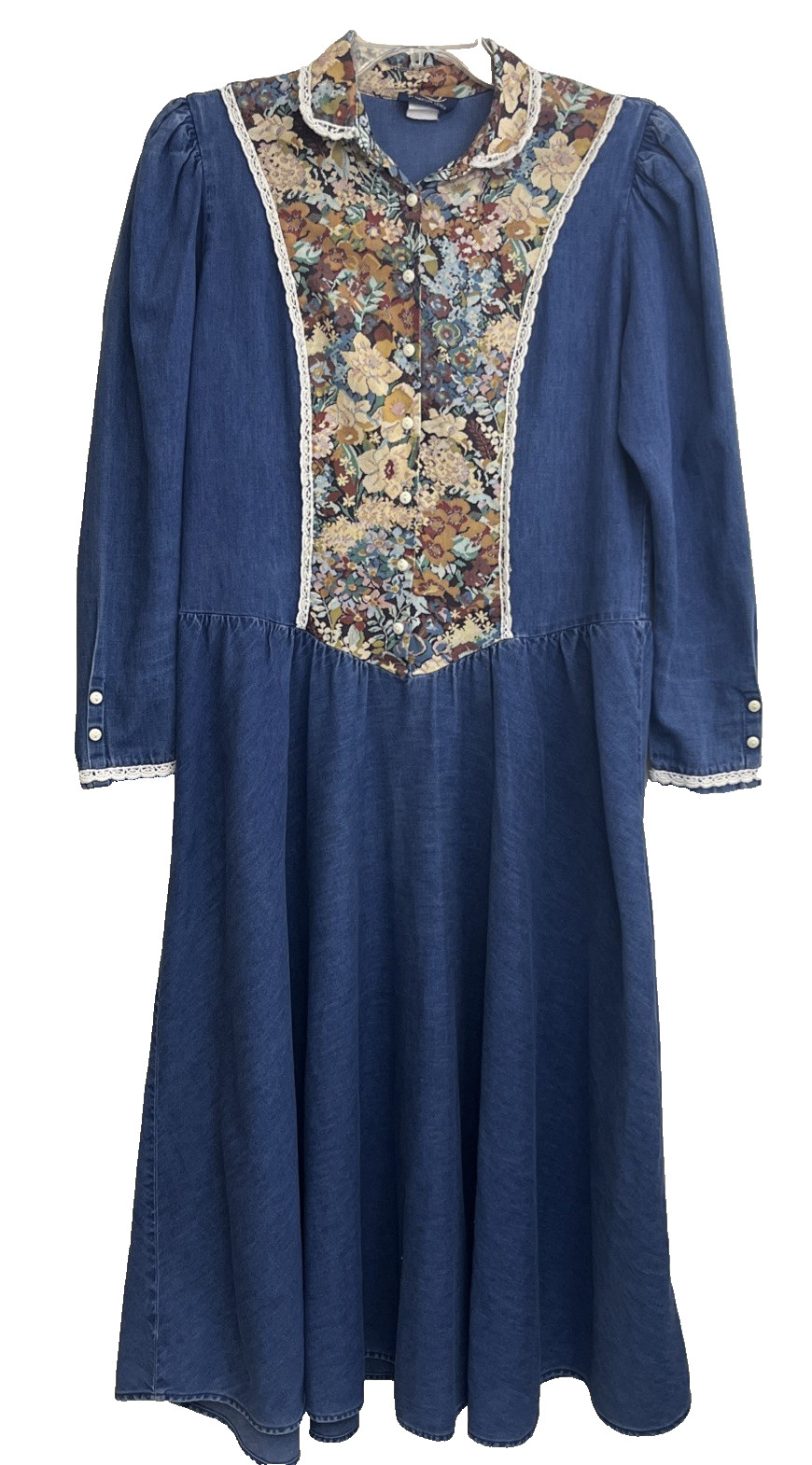 Circle T Marilyn Lenox Maxi Dress Western Cowgirl Denim Size 9 -10 VTG Tapestry