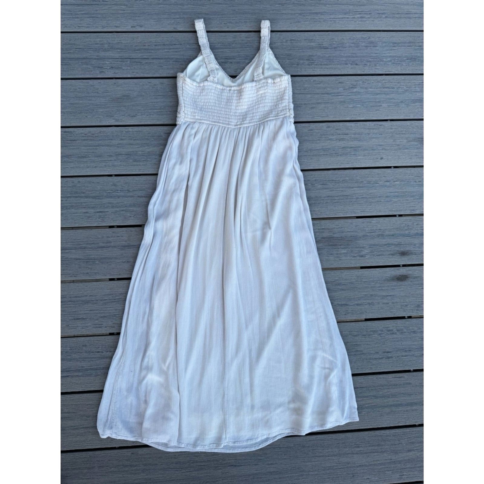Sincerely Jules Crochet Top Maxi Dress Cream Oatmeal Boho Cottagecore Medium