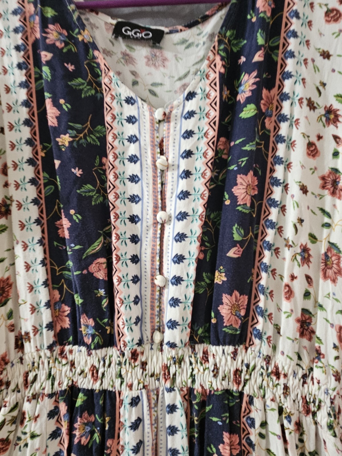GGO Size Small Maxi Cottagecore Inspired Bohemian Style Dress Floral Button Up