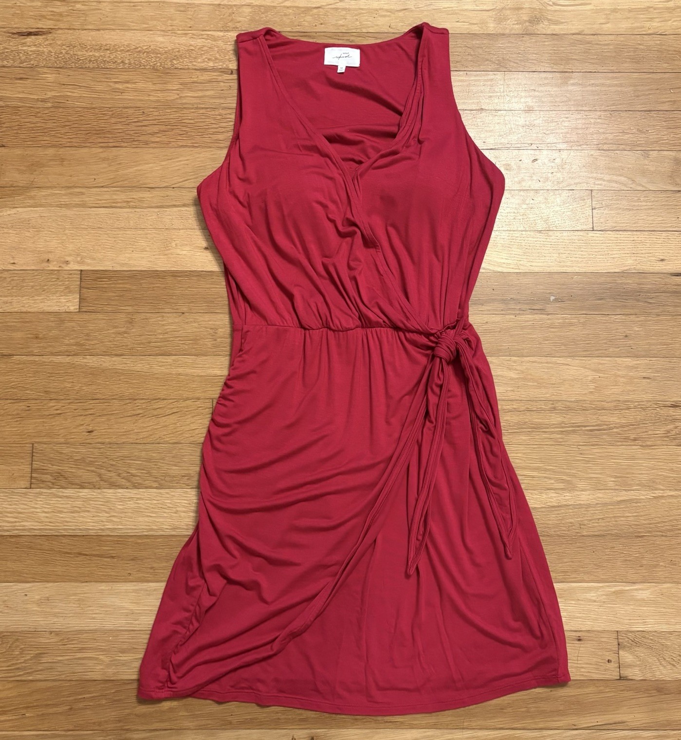 Soma Wknd Faux Wrap Dress Raspberry Red Sleeveless Built In Bra Size M